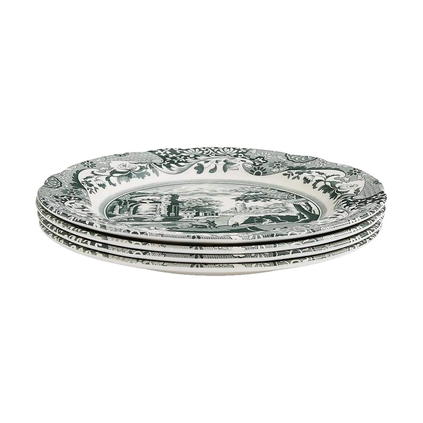 Spode Middagstallerkener Heritage Green Italian Middagstallerken - 4 stk i Grøn/hvid, 3