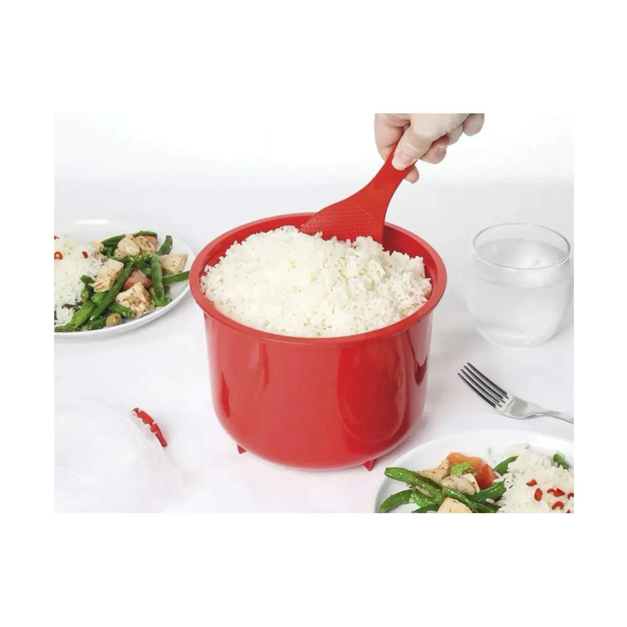 Sistema Opbevaringsbokse Microwave Riskoger m. steamer i Rød, 2