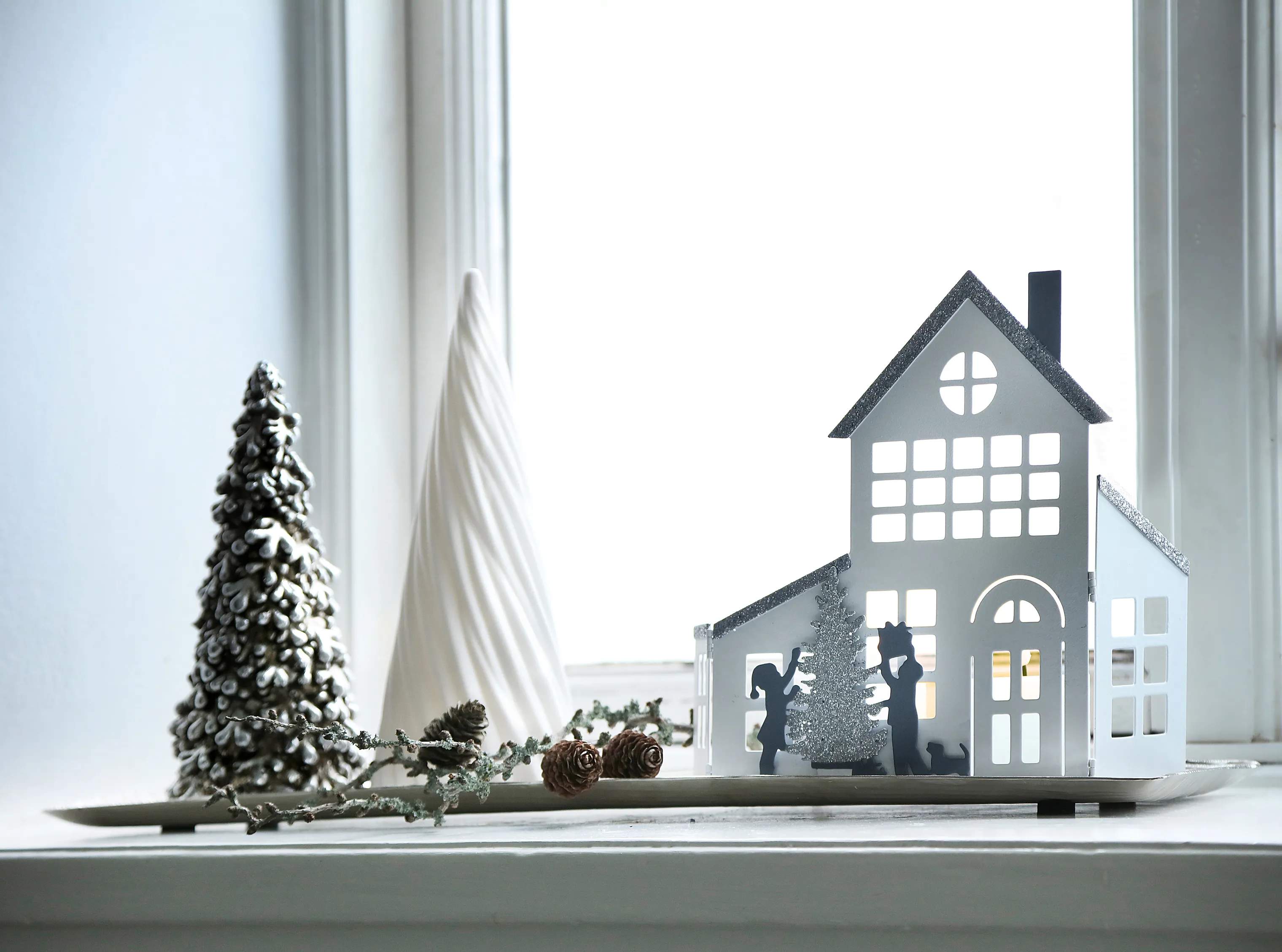 Casa Christmas Julefigurer Juletræ i Hvid, 30,7 cm, 3
