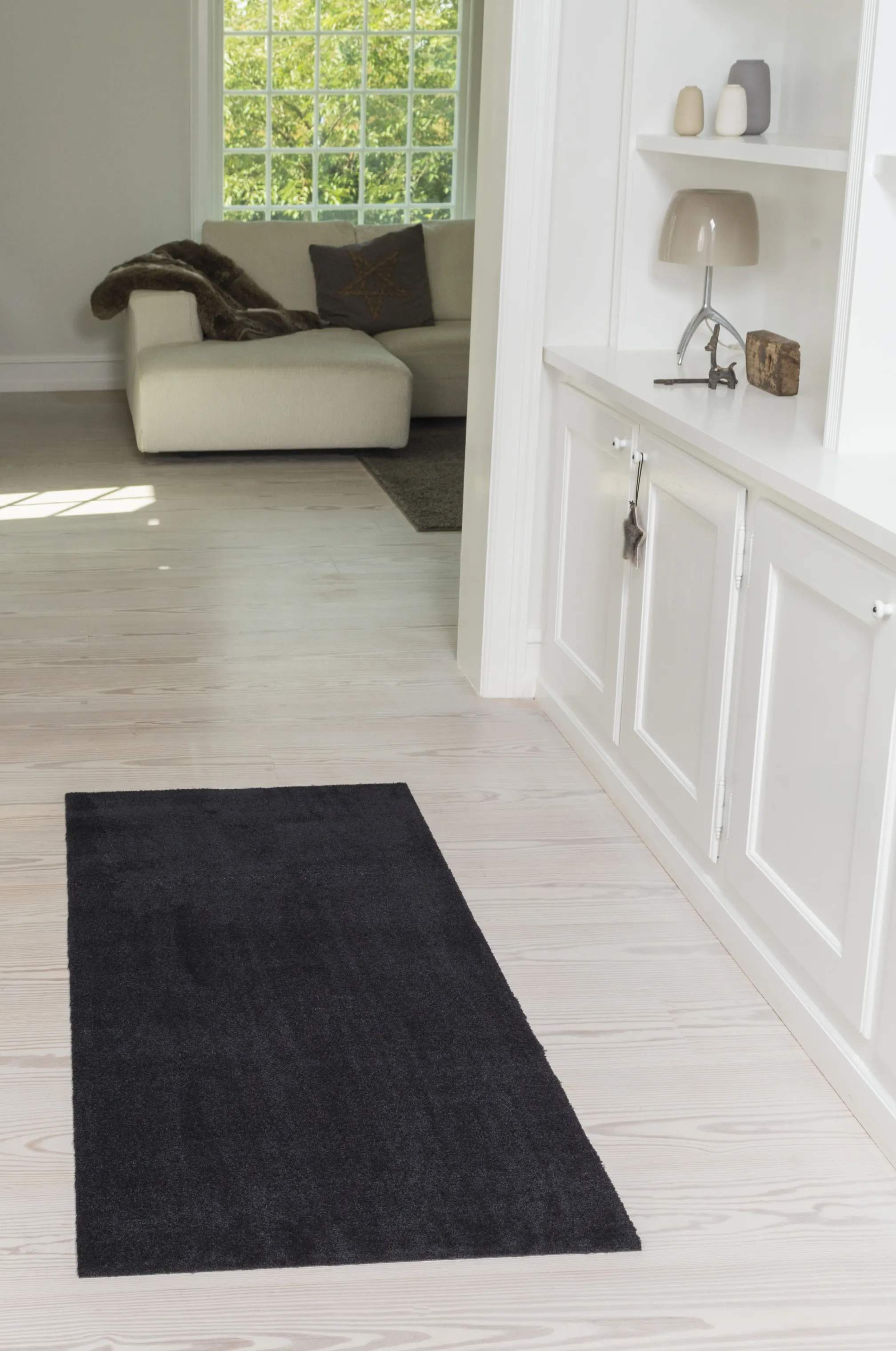 Tica Copenhagen Dørmåtter Uni Color Gulvmåtte i Sort, B67 x L150 cm, 3