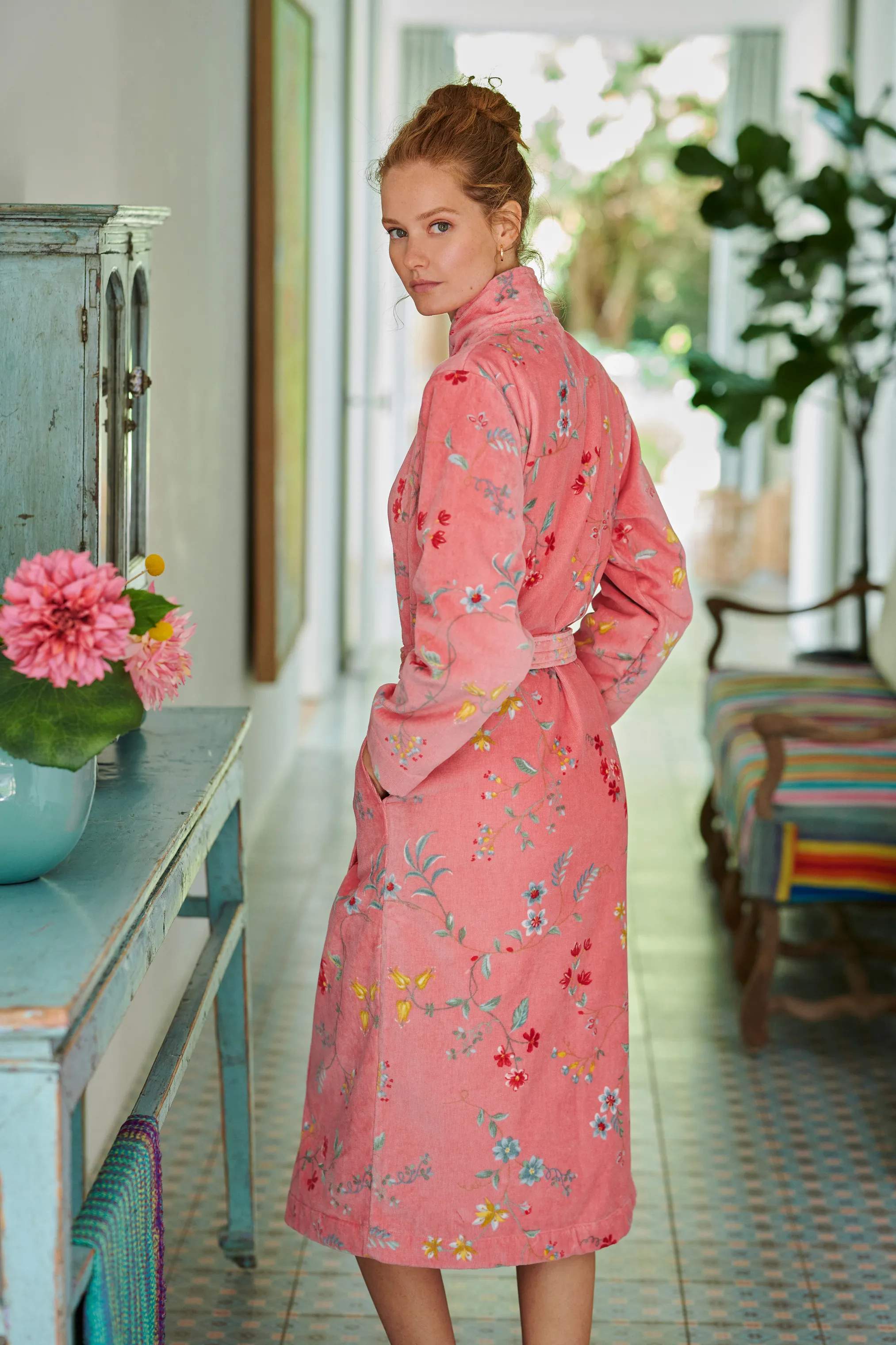 PIP Studio Morgenkåber Les Fleurs Badekåbe i Pink , Str. XL, 2
