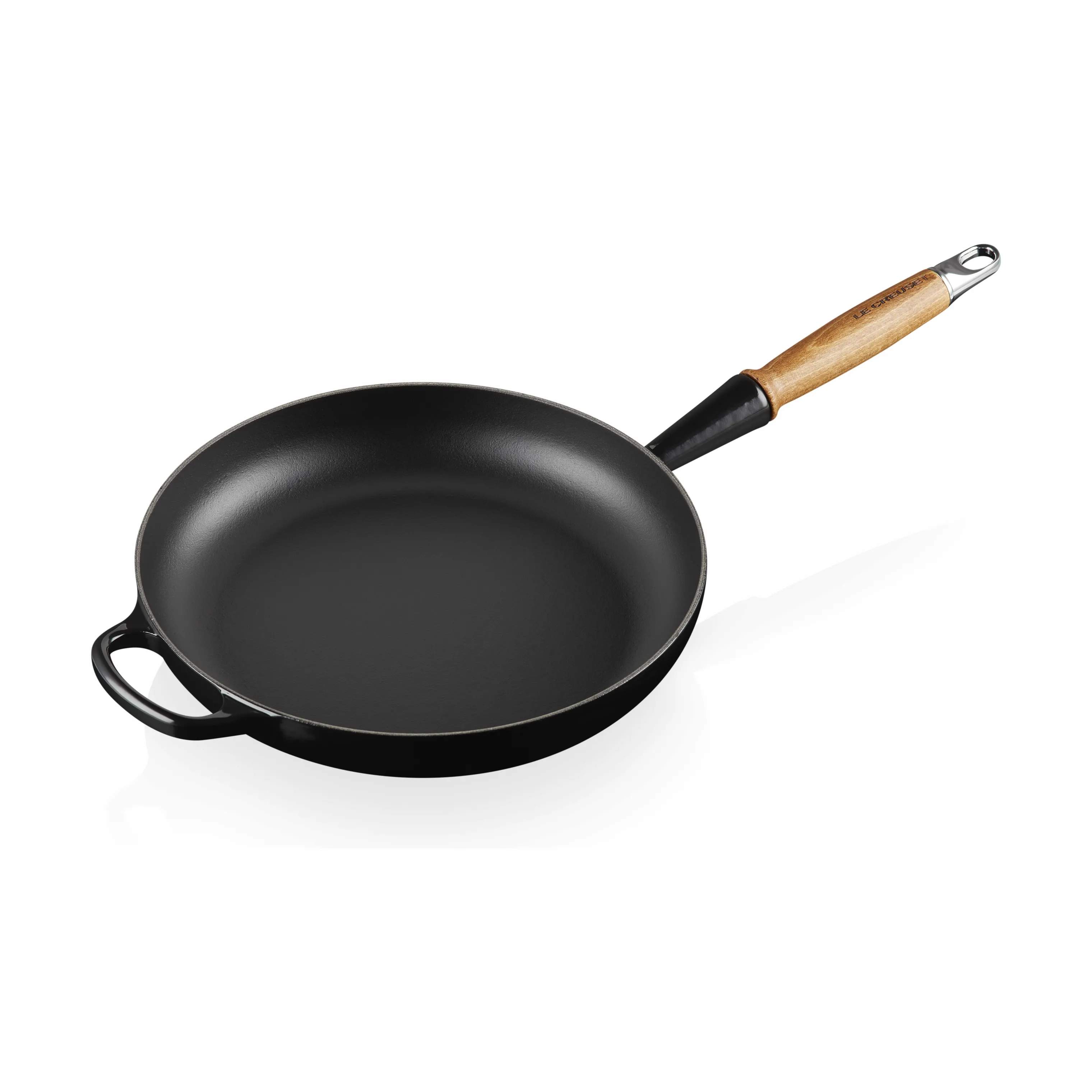Le Creuset Stegepander Stegepande m. træhåndtag i Black onyx, 2