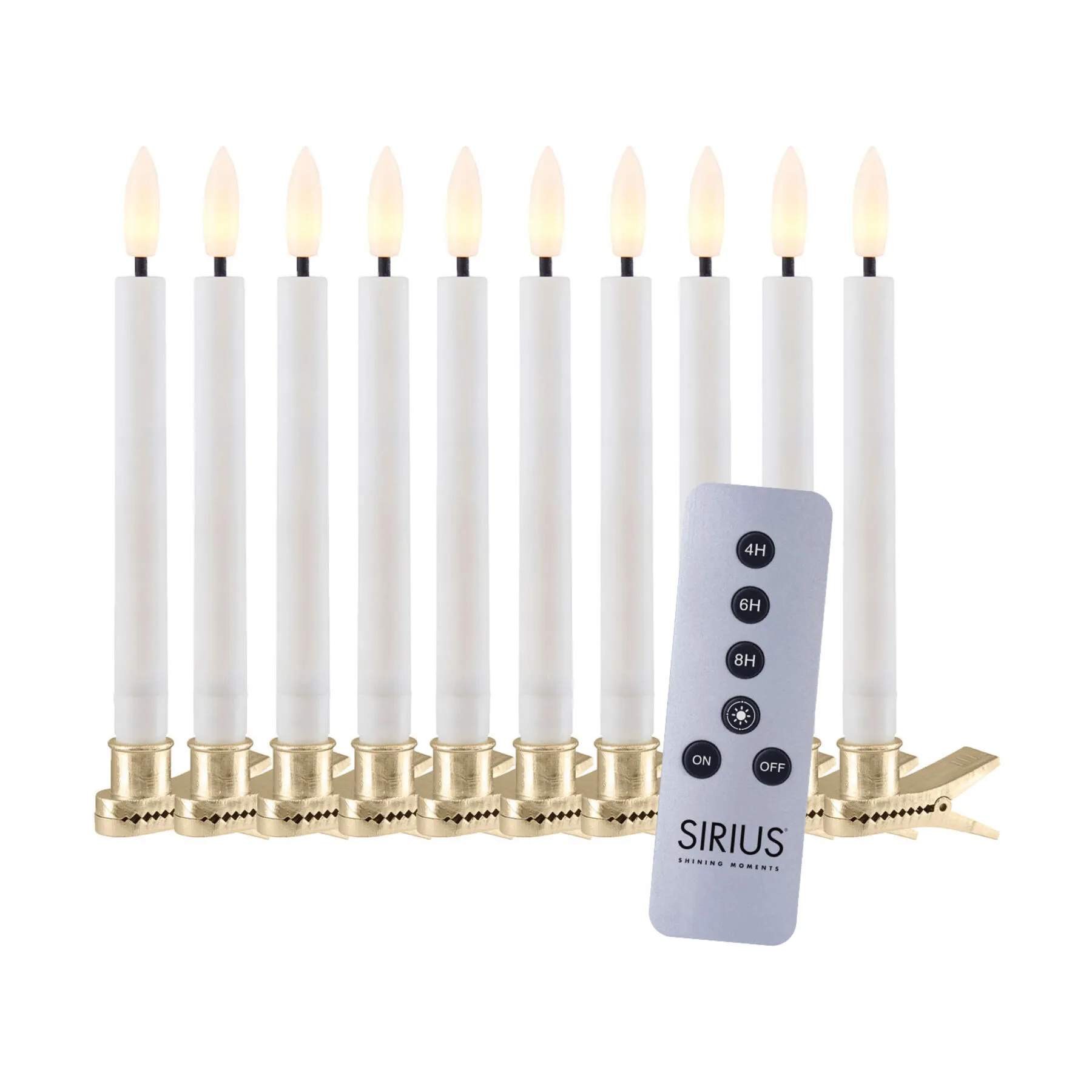 Sirius Lysdekoration Sille Genopladelig Sille LED Juletræslys - 10 stk. i Hvid/guld, 10 stk., 1