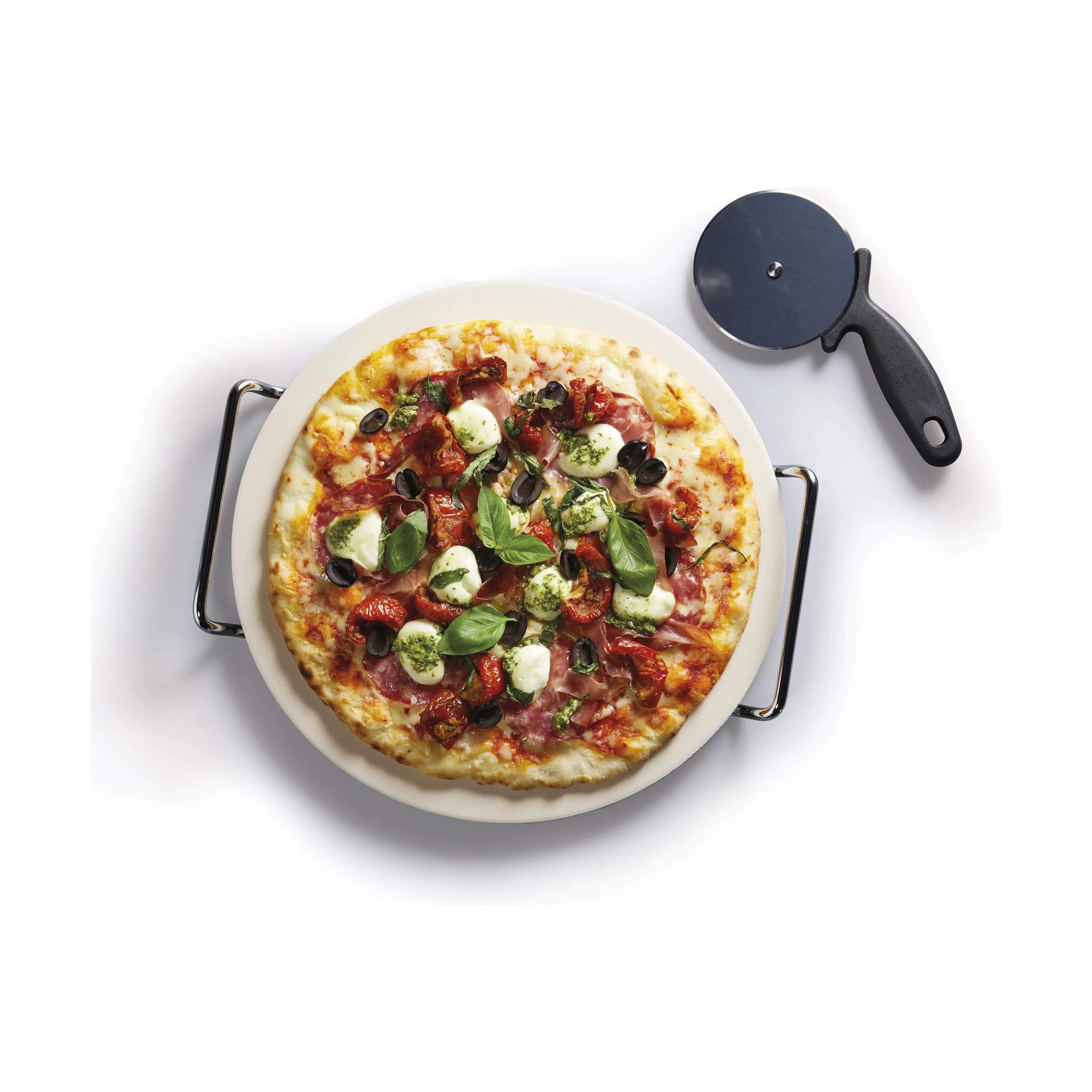KitchenCraft Pizzasten World of Flavours Pizzasæt - 2 dele i Hvid, 3