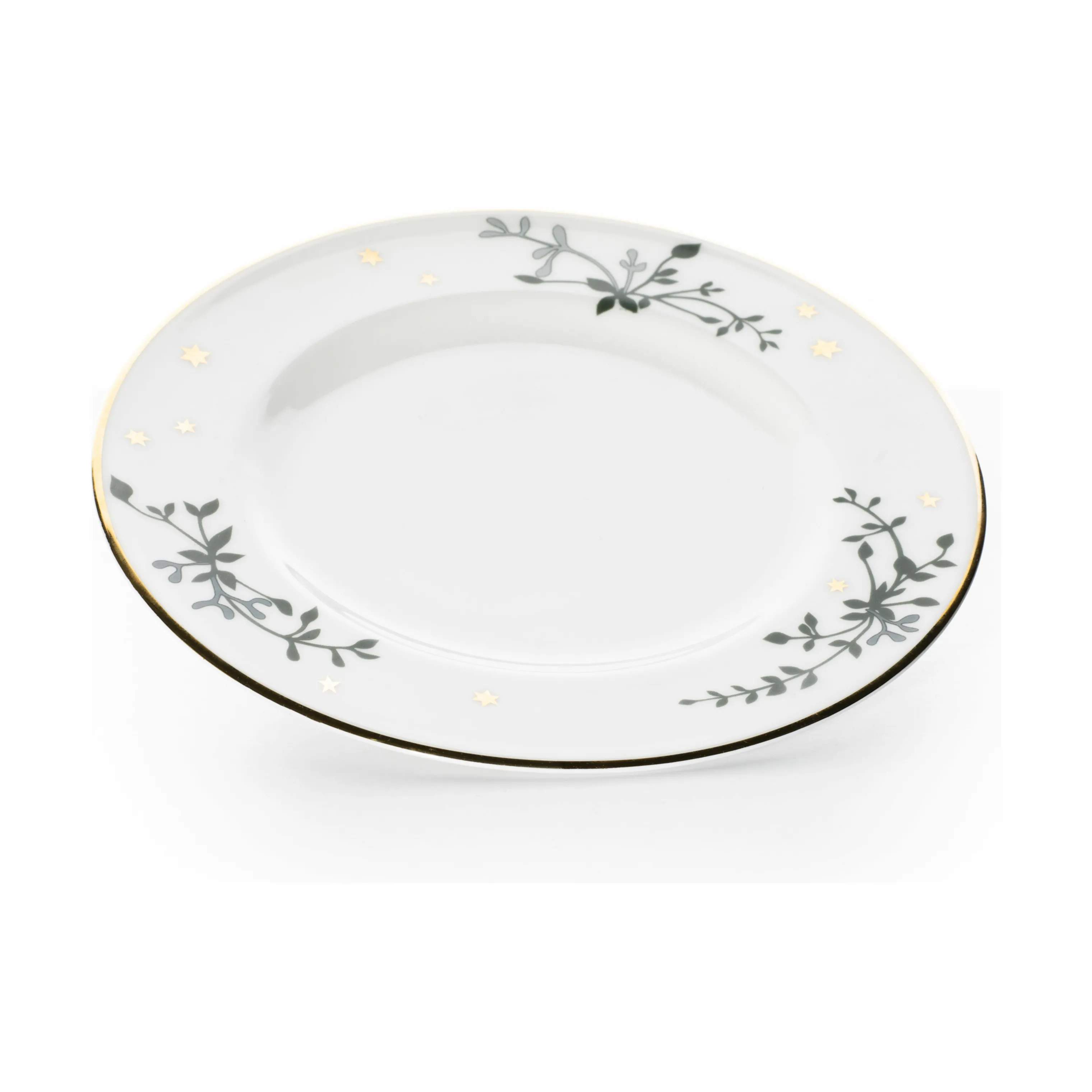 Jette Frölich Design Kagetallerkener Vinterstjerner Desserttallerken i Grøn/guld, 1