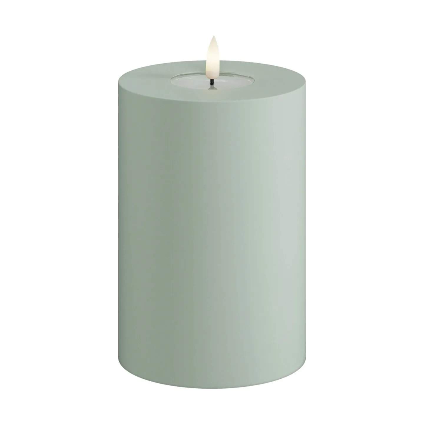 Deluxe Homeart LED-lys Real Flame LED Udendørs Bloklys i Salvie Green , H15 x Ø10 cm, 1