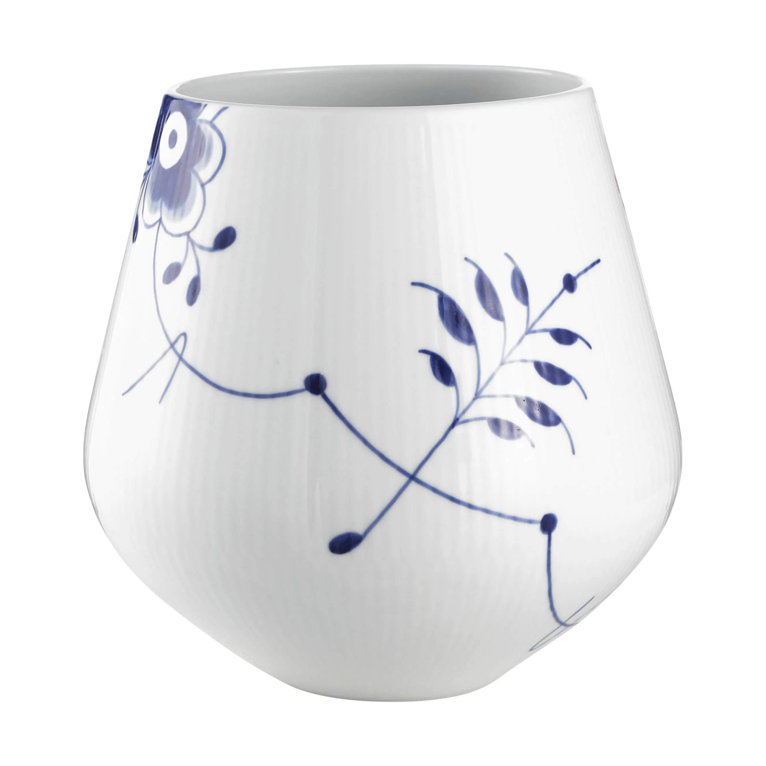 Blå Mega Riflet Vase, koboltblå/hvid, large