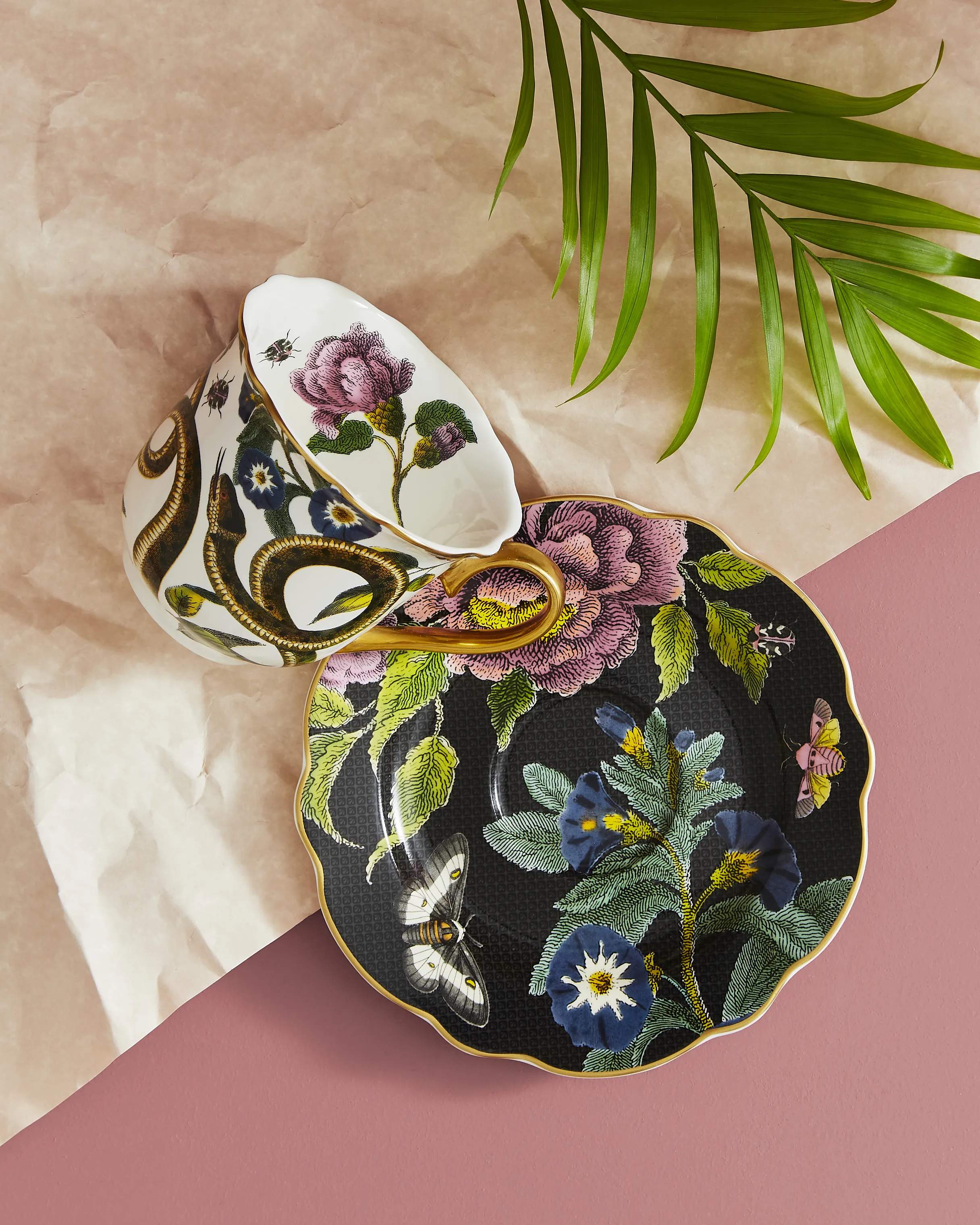 Spode Krus og kopper med hank Creatures Of Curiosity Tekop m. underkop i Multifarvet, 3