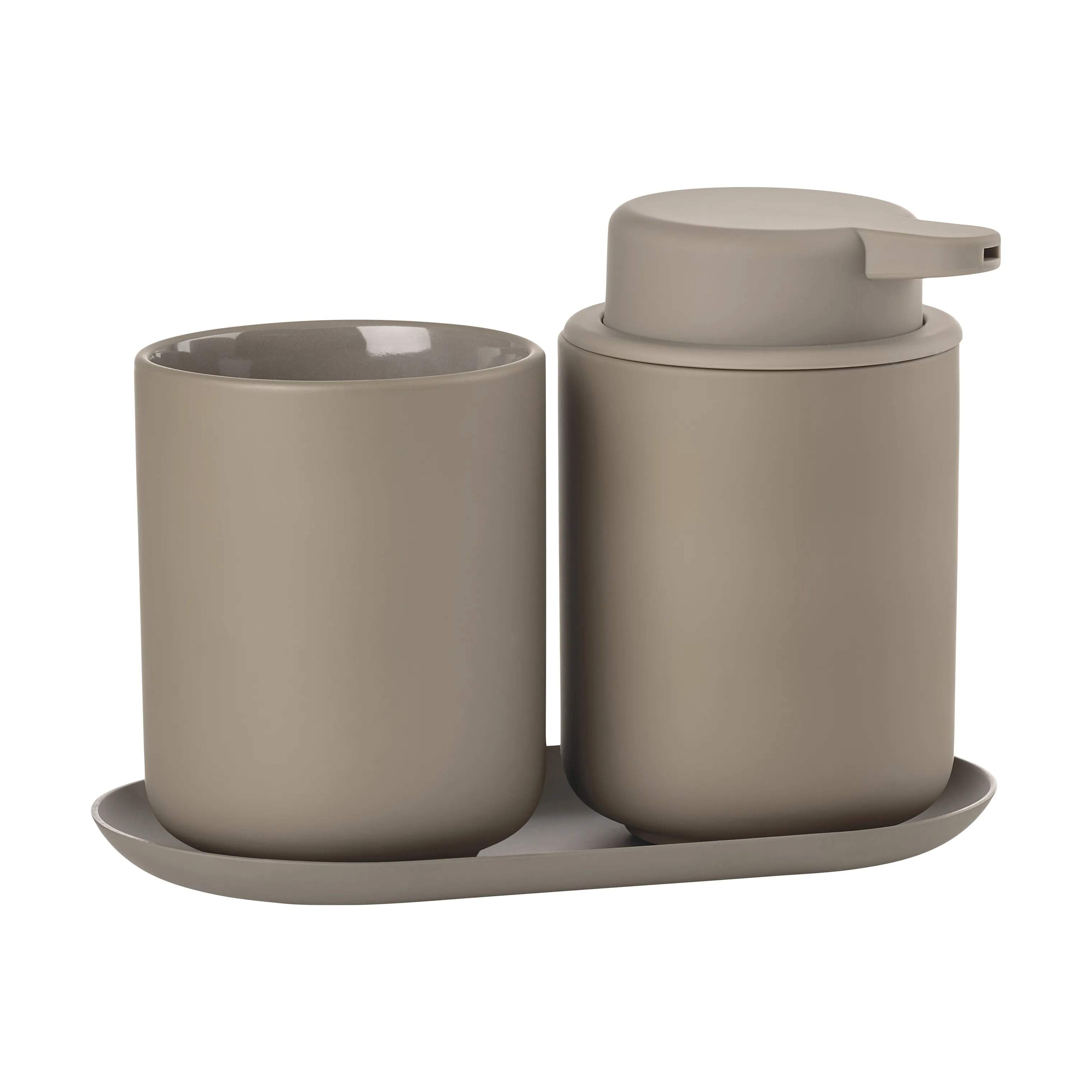 Zone Sæbedispensere Ume Badeværelsessæt - 3 dele i Taupe, 1