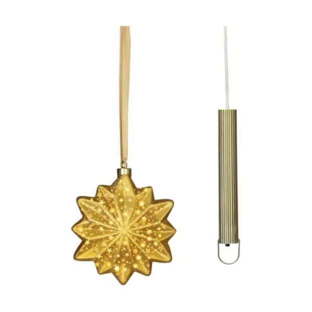 Casa Christmas Juleophæng LED Glasstjerne i Guldfarvet, 19 cm, 1