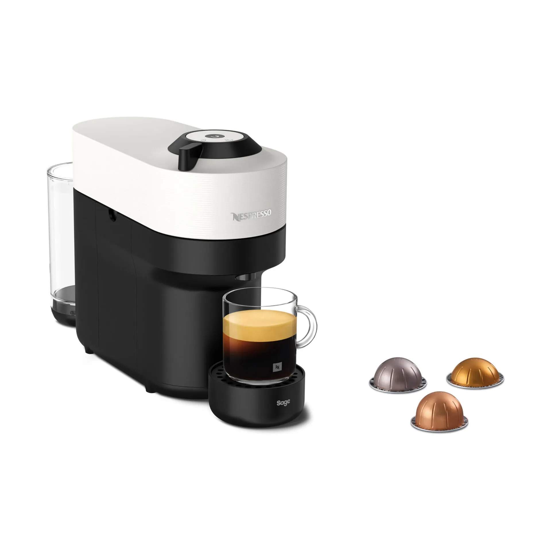 Sage Nespresso kapselmaskiner Vertuo Pop+ Deluxe Kapsel Kaffemaskine i Coconut White, 3