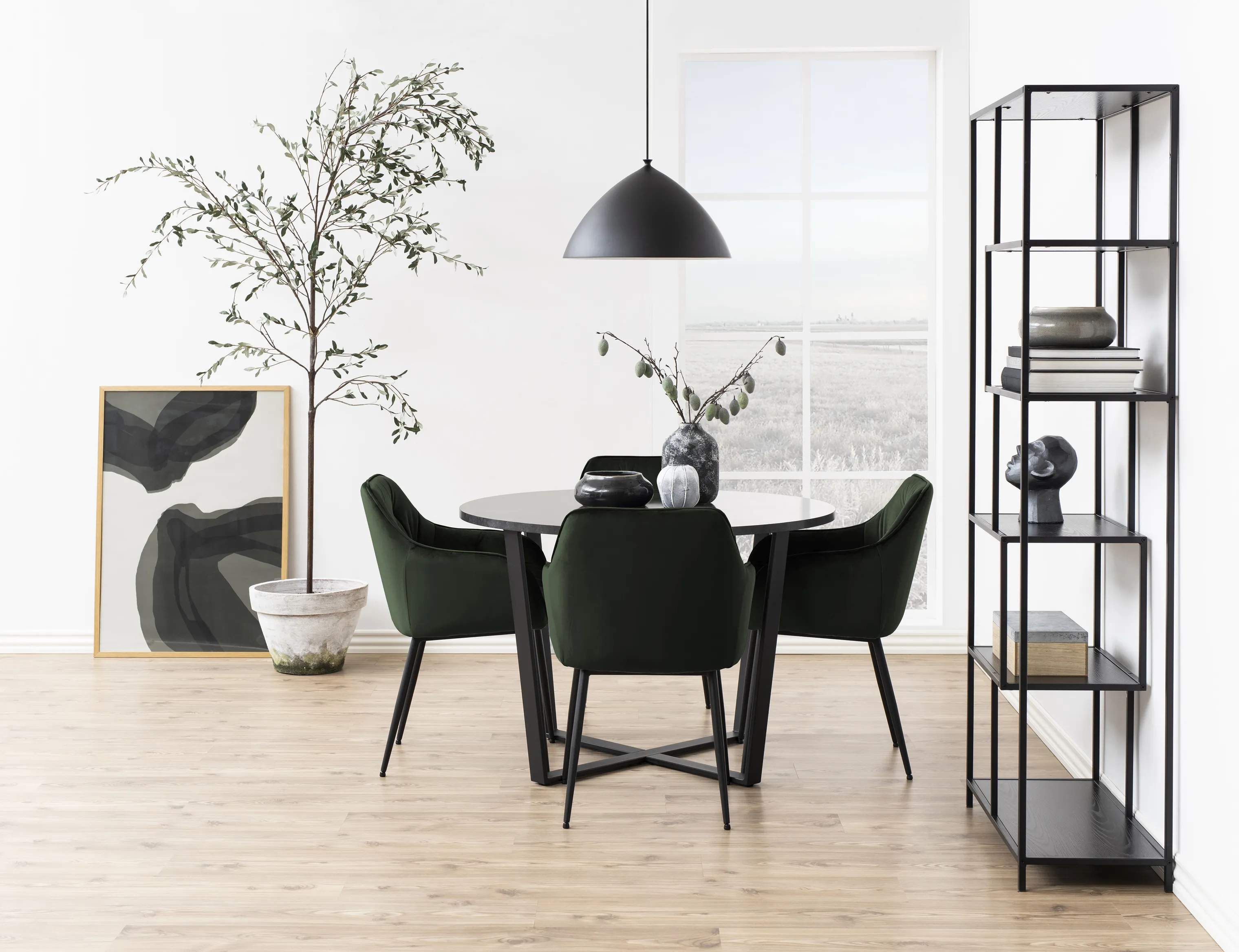 CASA Living Spisebordsstole Brooke Spisebordsstol - 2 stk. i skovgrøn/sort, 3