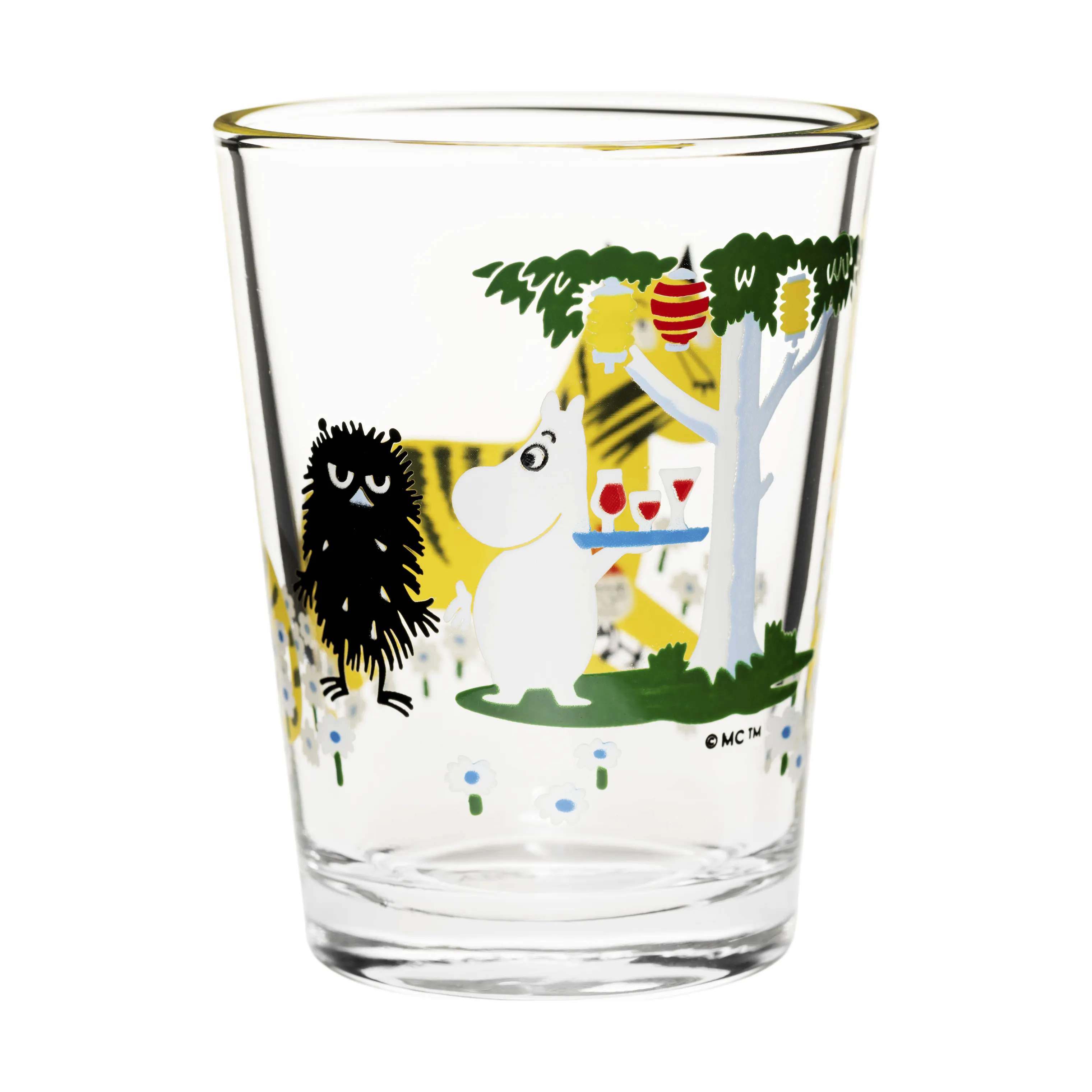 Moomin Arabia Vandglas Moomin Iittala Moomin x Iittala Drikkeglas - Havefest i Gul/sort, 2