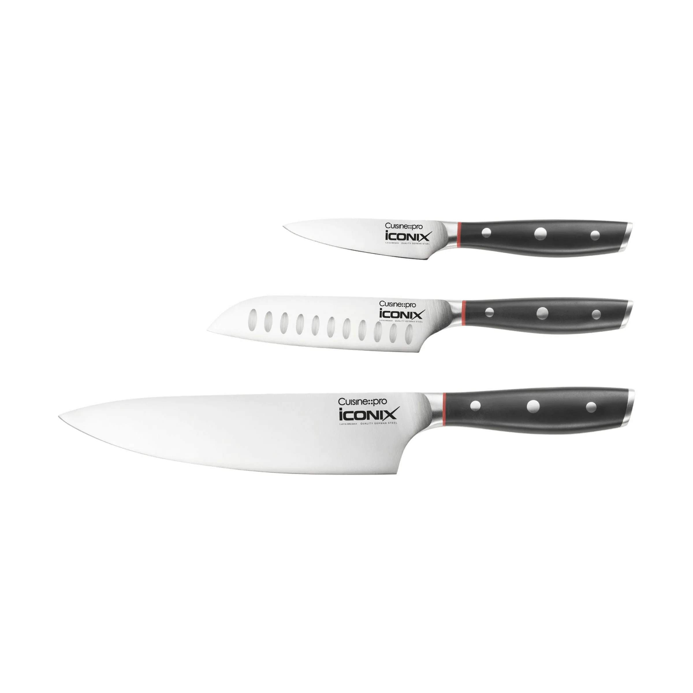 iconiX™ Starter Knivsæt - 3 dele, sølv/sort, large