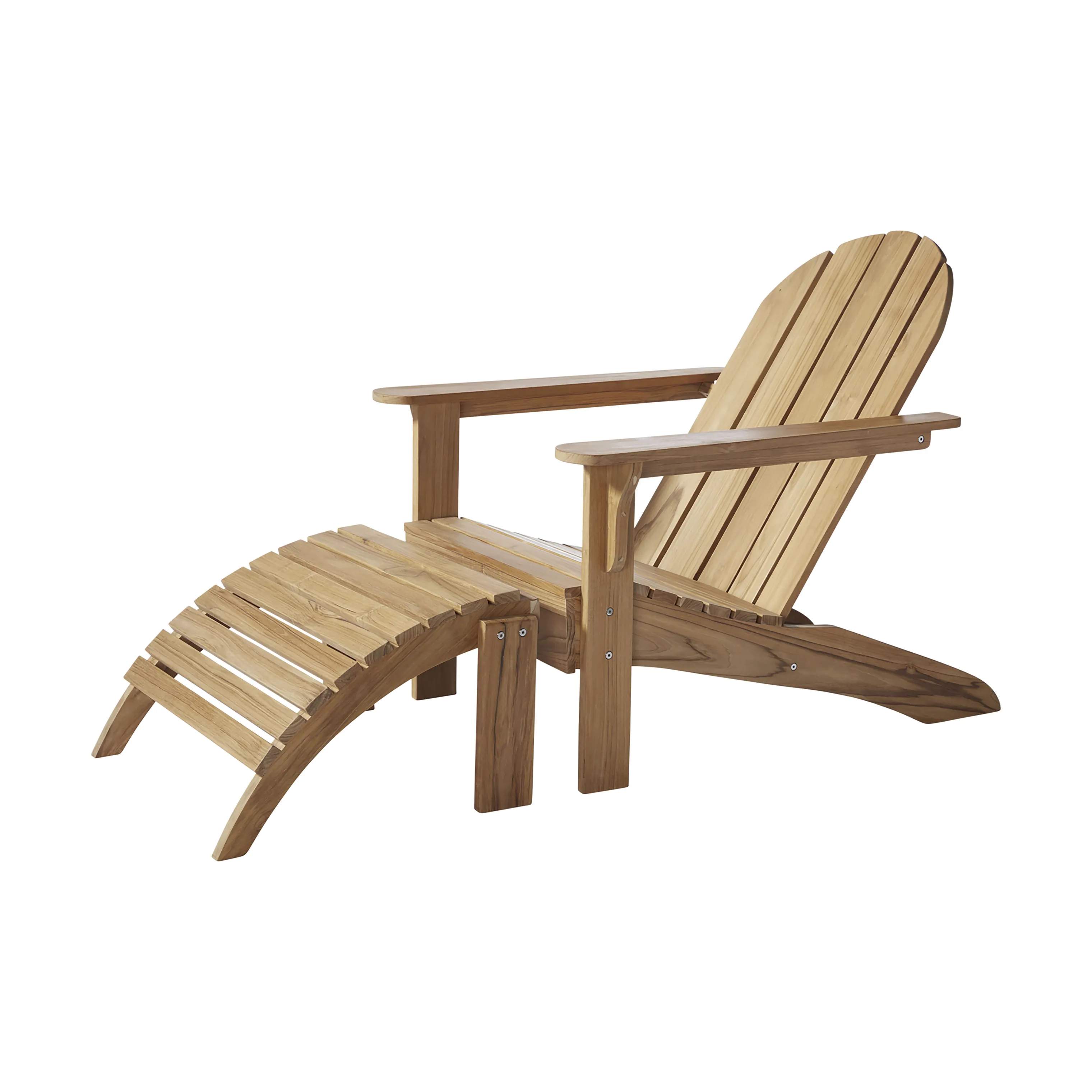 Adirondack Loungestol m. fodskammel, teak, large