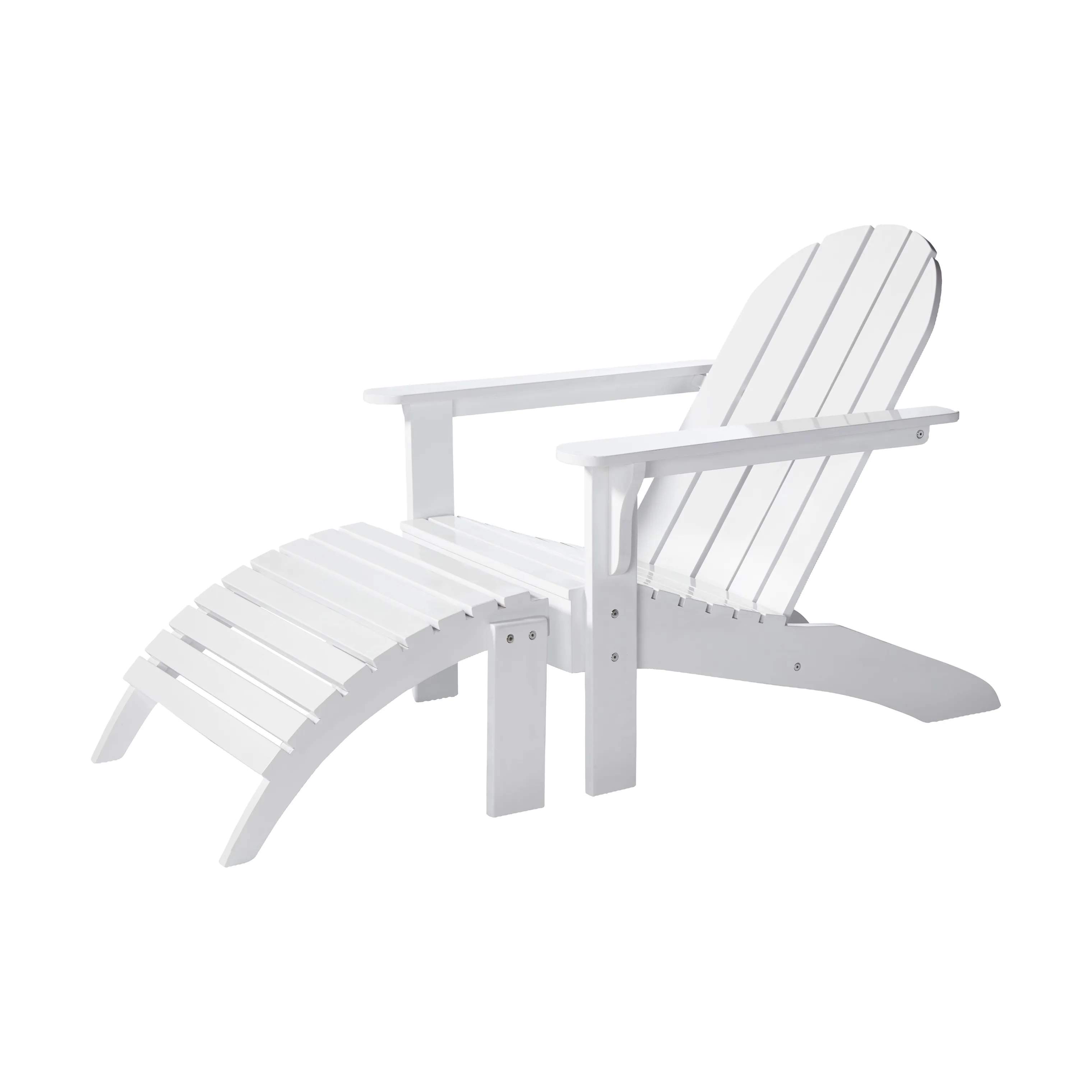 Adirondack Loungestol m. fodskammel, hvid, large