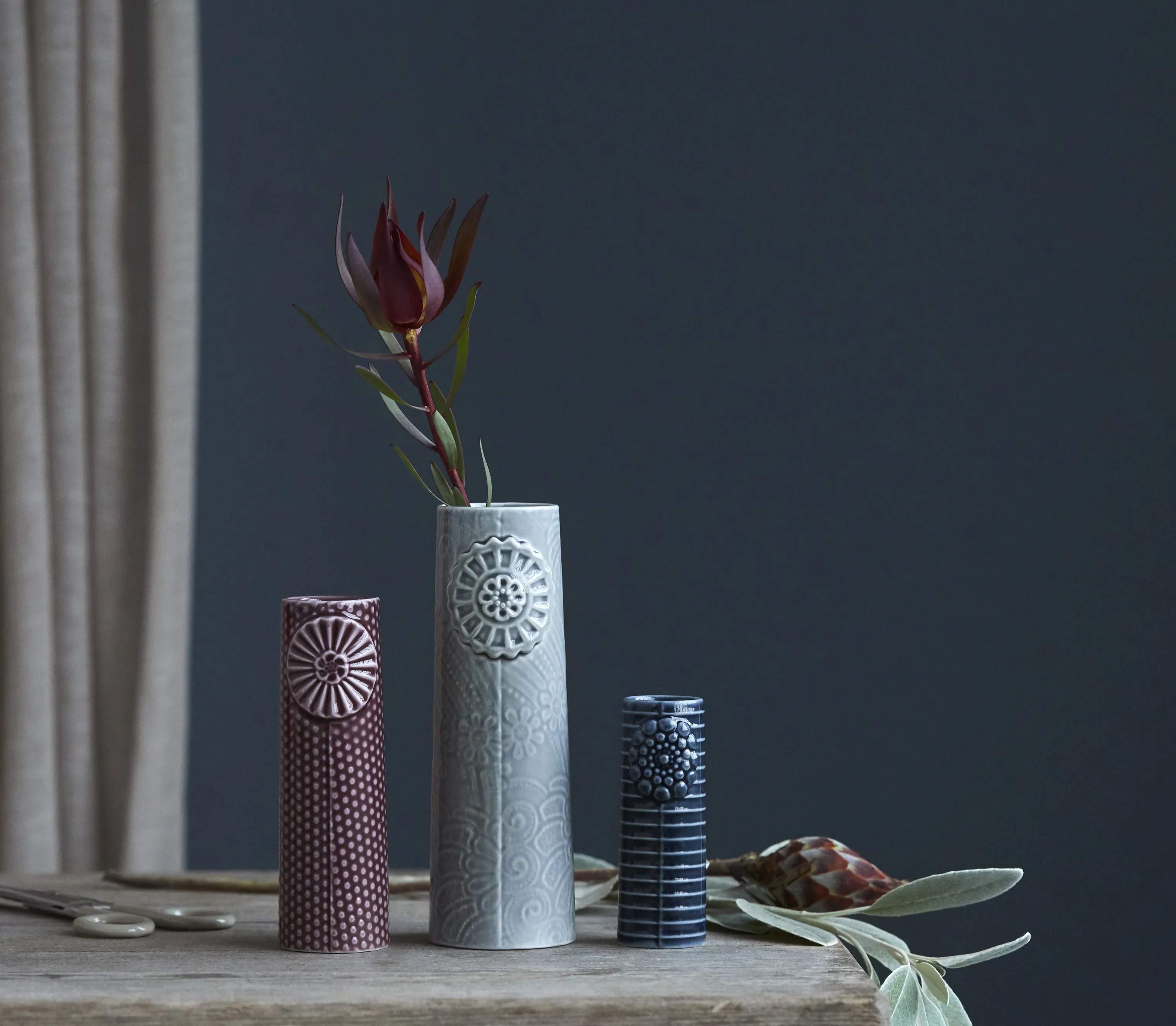 Dottir Vaser Pipanella Flock Vase - 3 stk. i Blueberry cake, 2