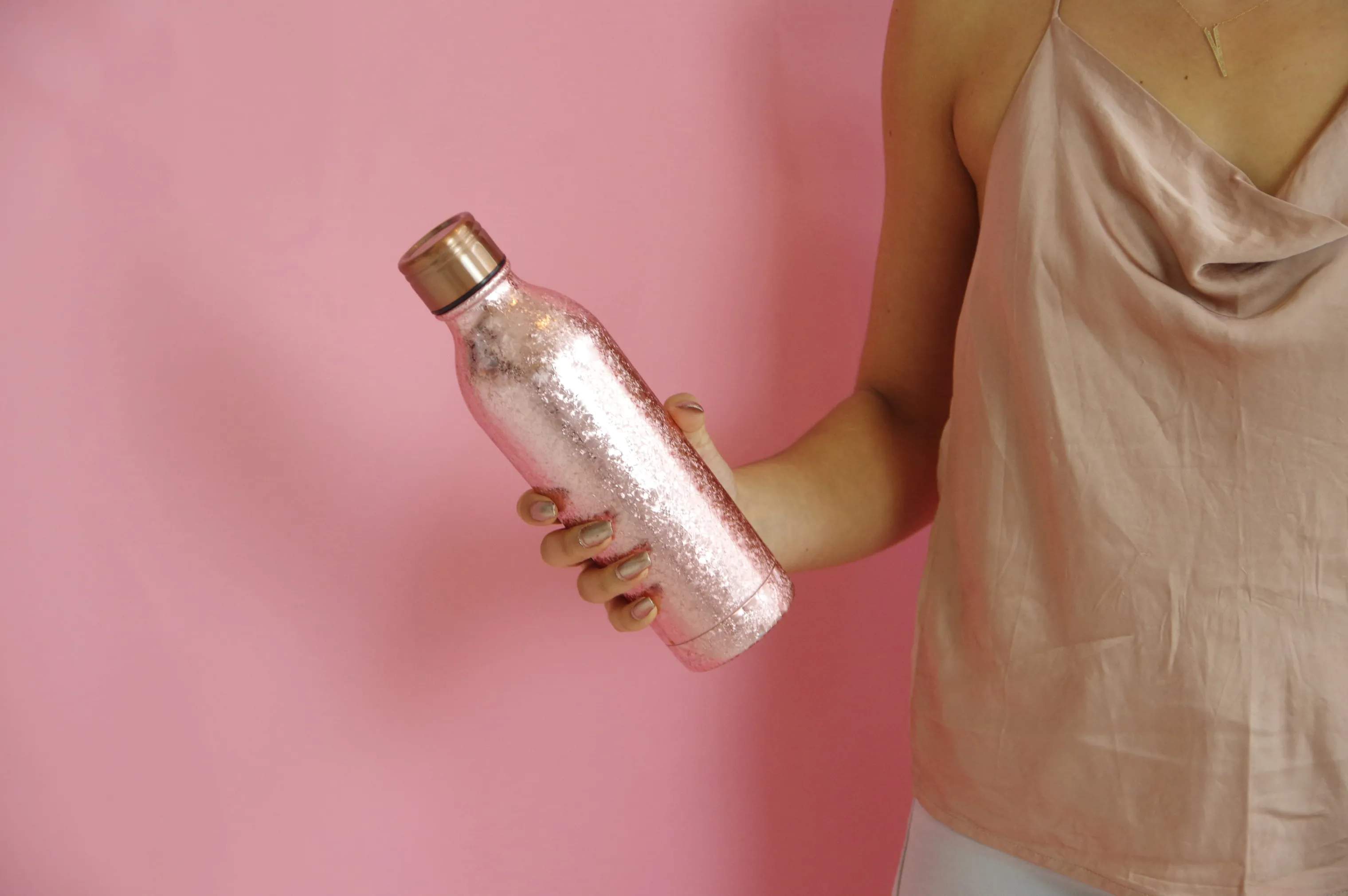 Root7 Drikkedunke OneBottle Termo Drikkedunk i Rose Gold Sparkle, 500 ml, 2