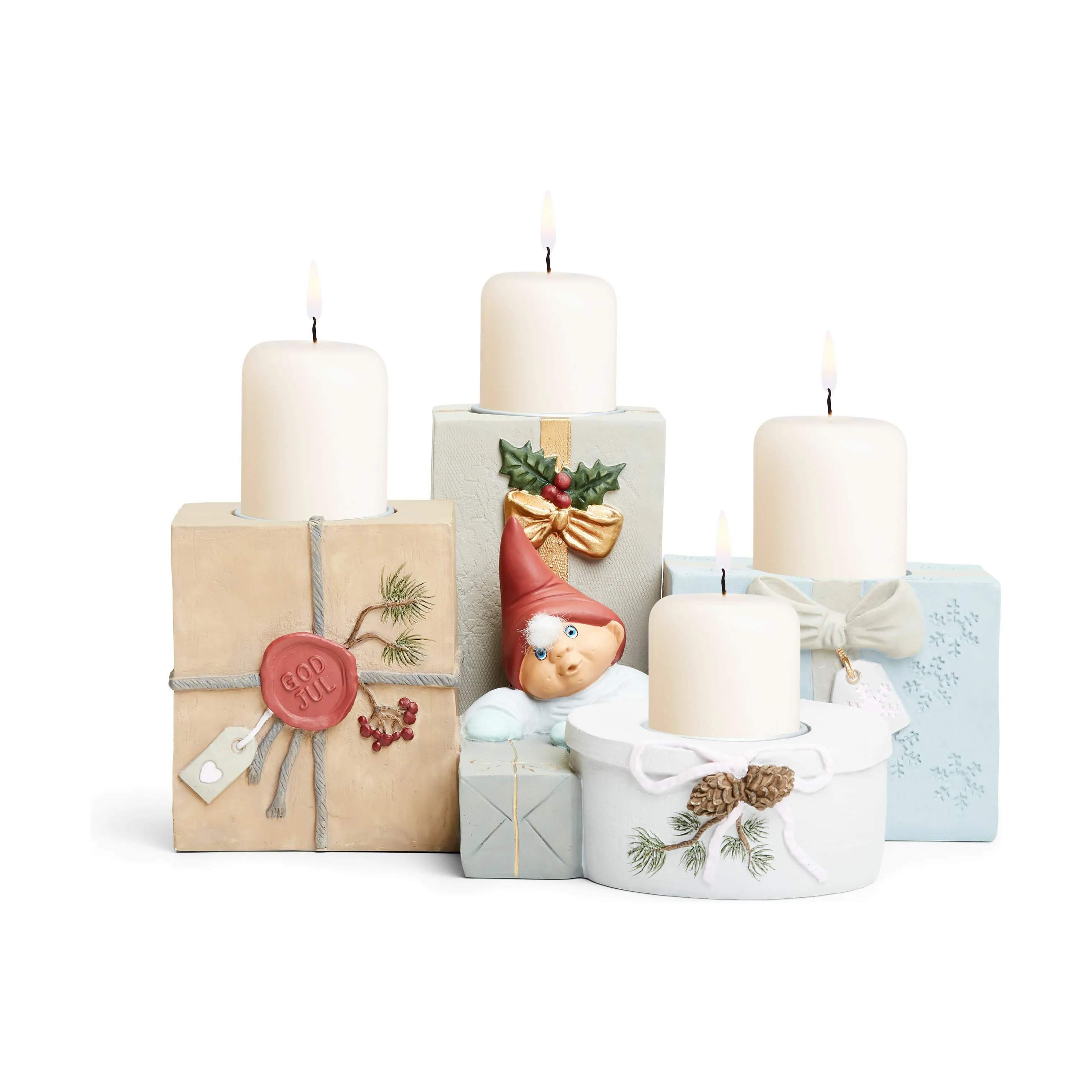 Klarborg Jule- og adventsstager Adventsstage - Bjarke i Lyseblå/beige, 12 cm, 3