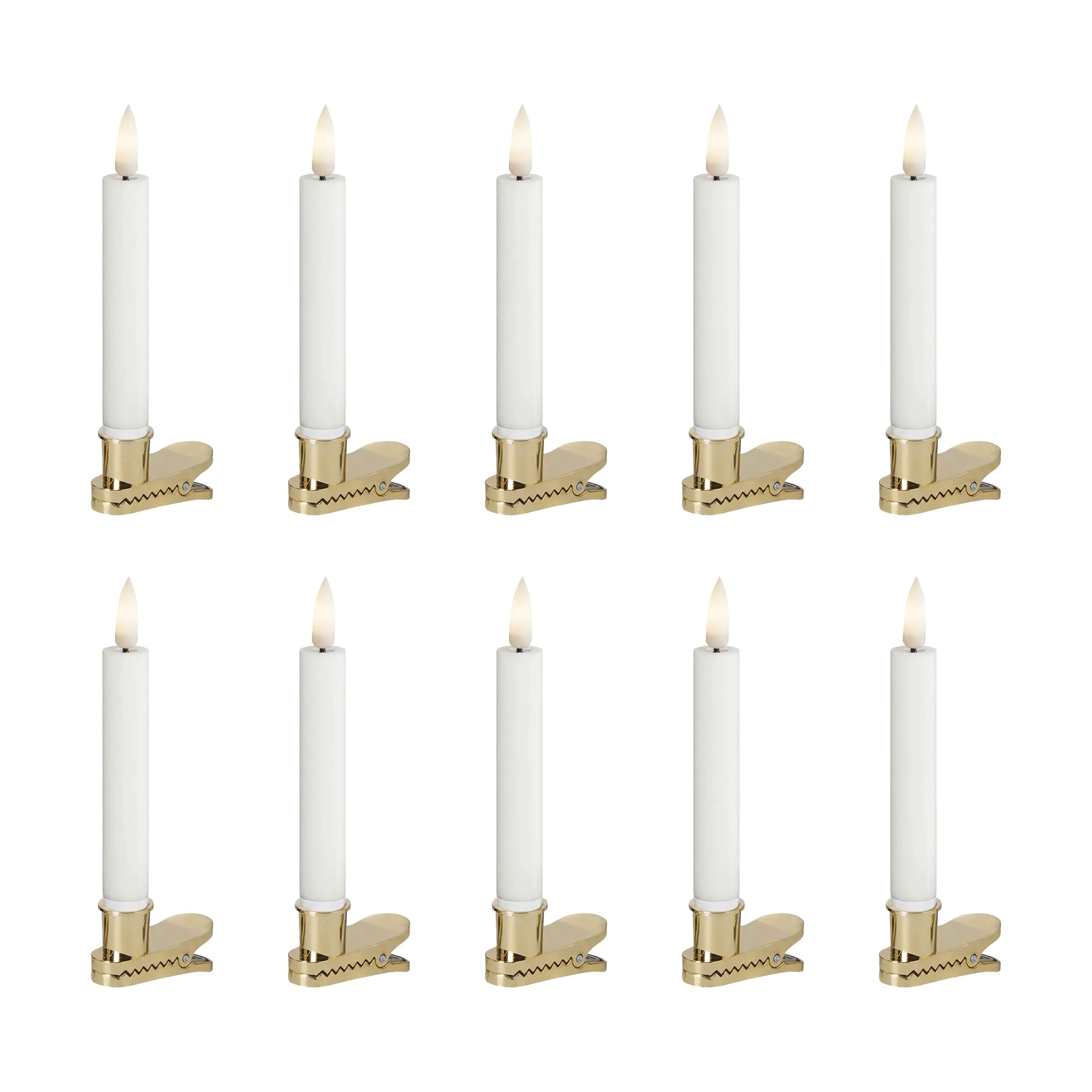 Deluxe Homeart Lysholdere og juletræslys LED Juletræslys - 10 stk. i Hvid/guldfarvet, 1