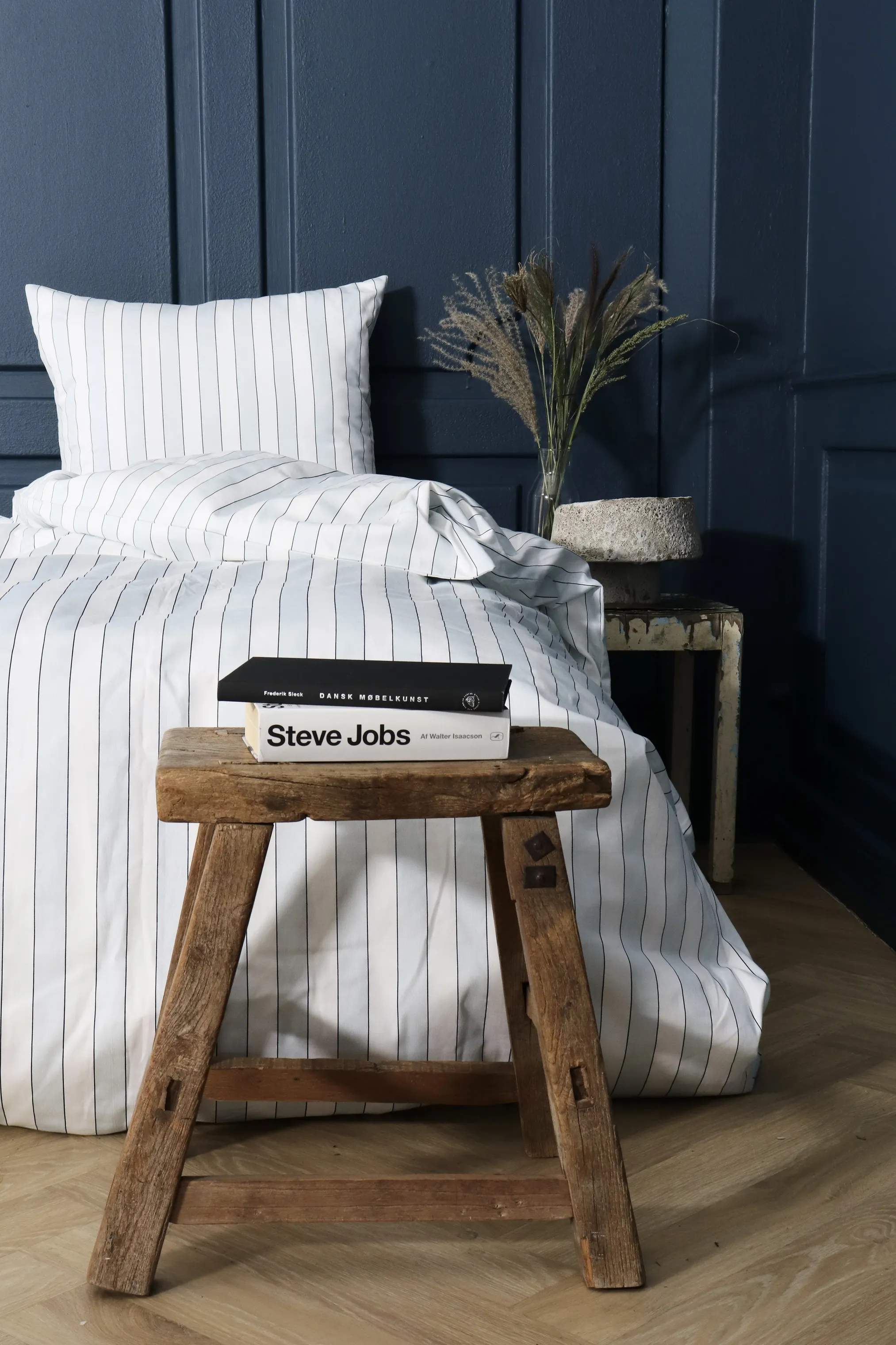 omhu Sengetøj Block strib Blok Strib Sengetøj i Lyseblå/Hvid, B140 x L220 cm, 2
