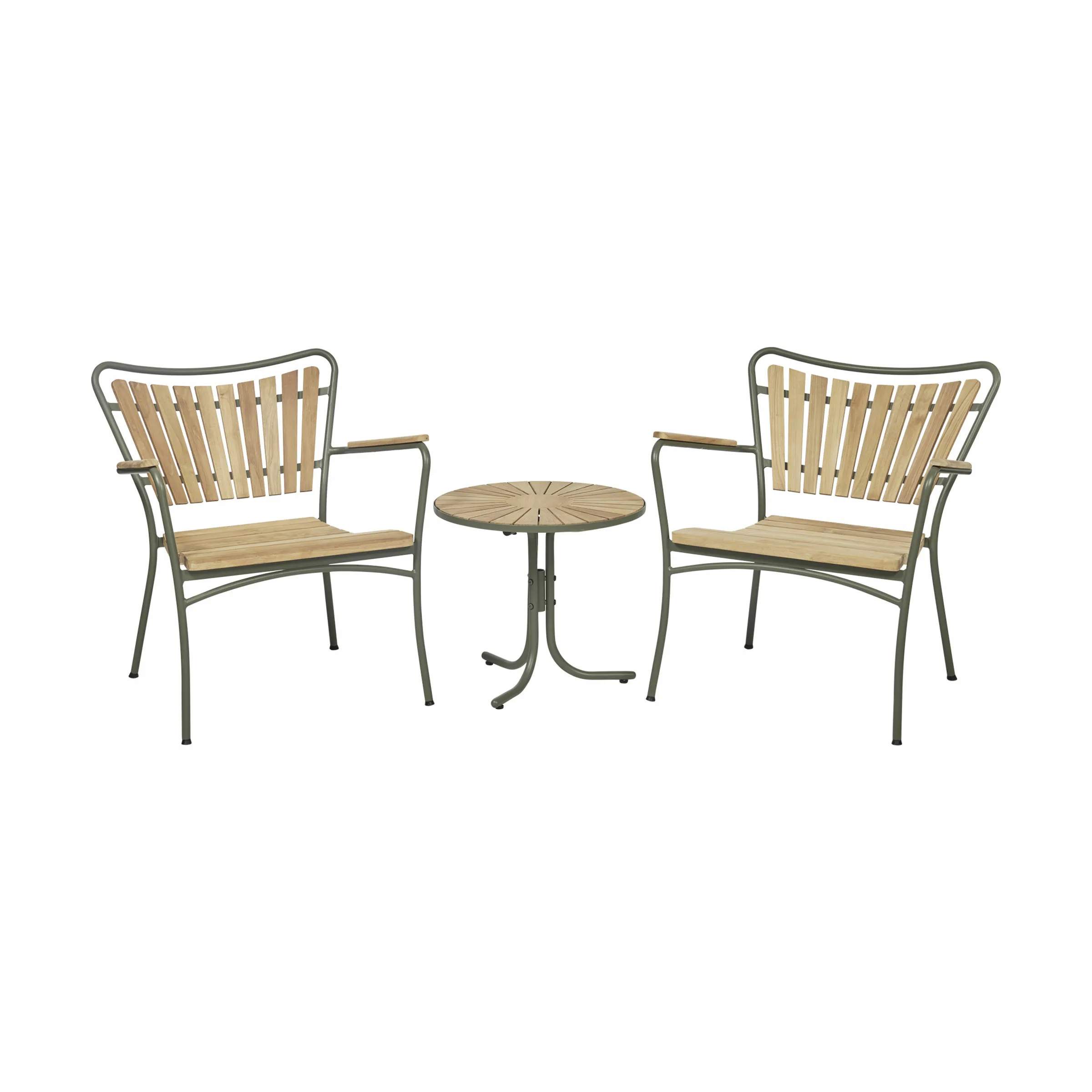 Marguerit Loungesæt - 1 bord og 2 stole, olivengrøn, large