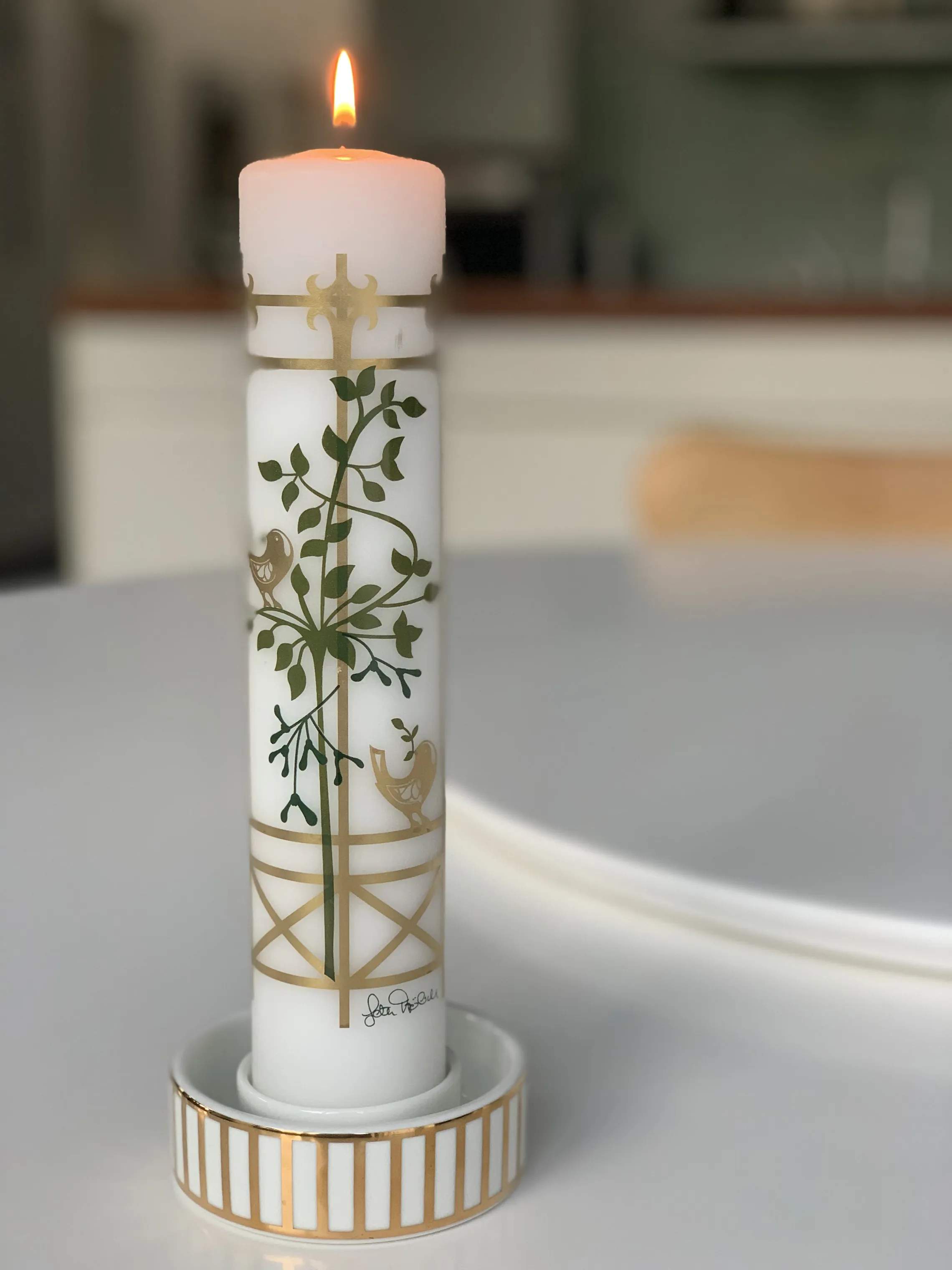 Jette Frölich Design Kalenderlys Kalenderlys i Hvid / Guld / Grøn, 2