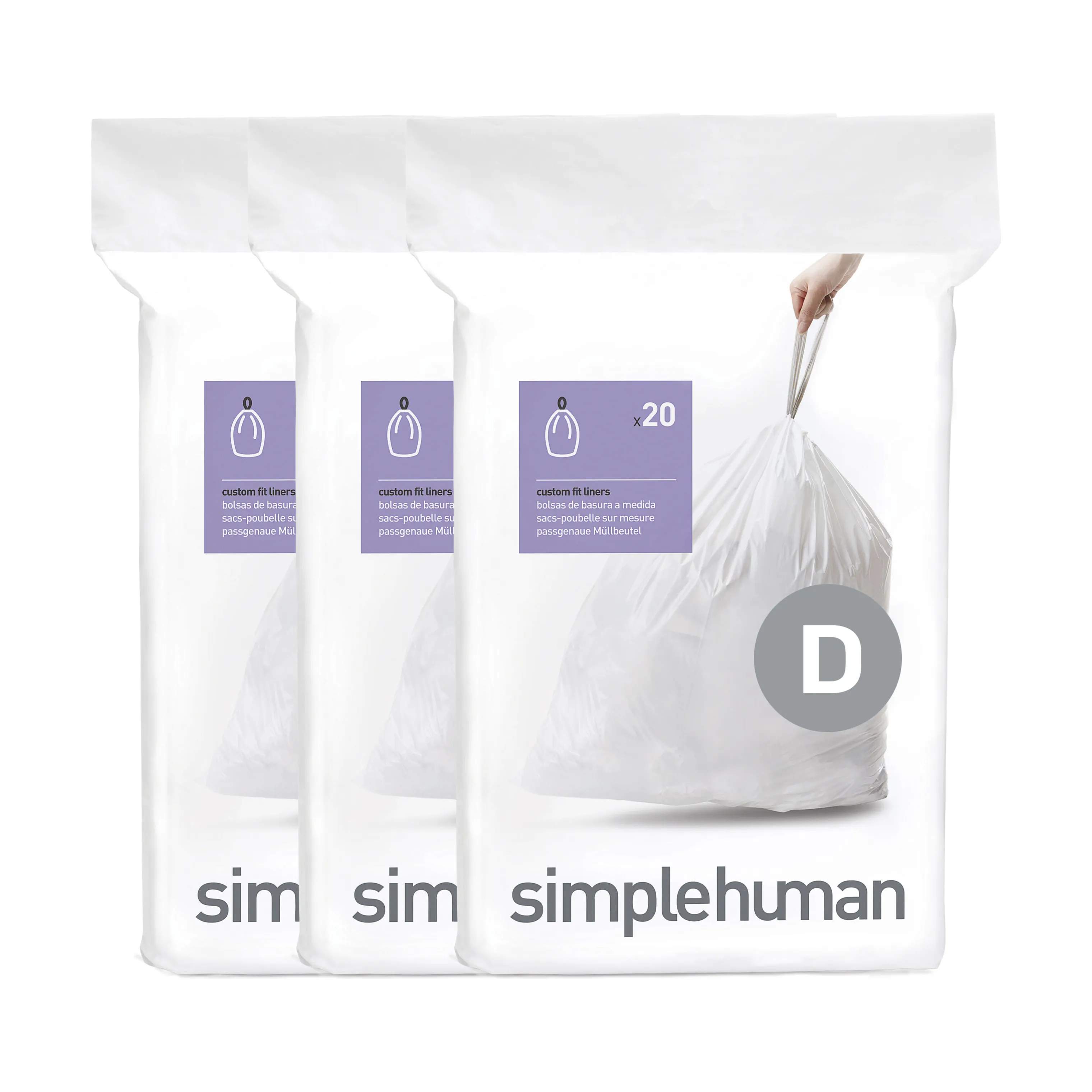 Simplehuman Affaldsposer Affaldsposer kode D - 60 stk. i D - 20 liter, 3