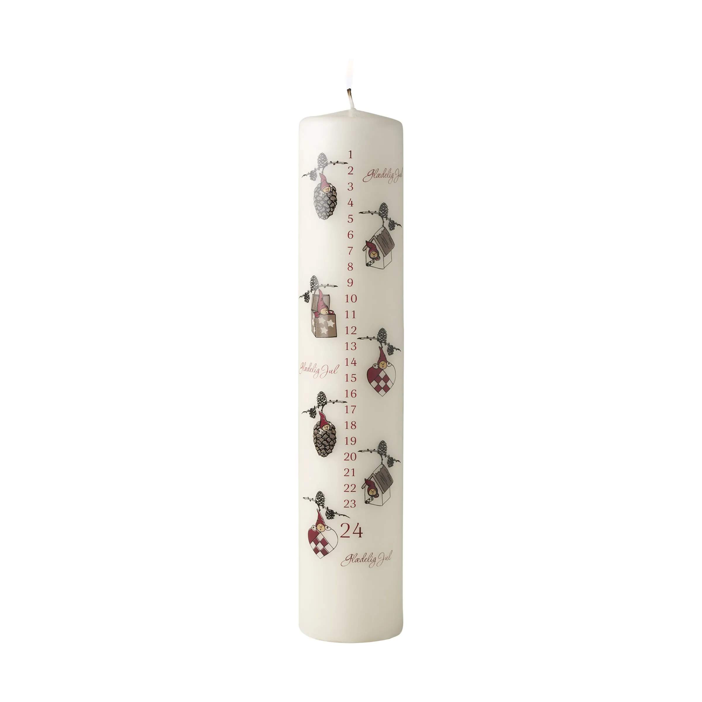 Kalenderlys - Nisserik, beige, large