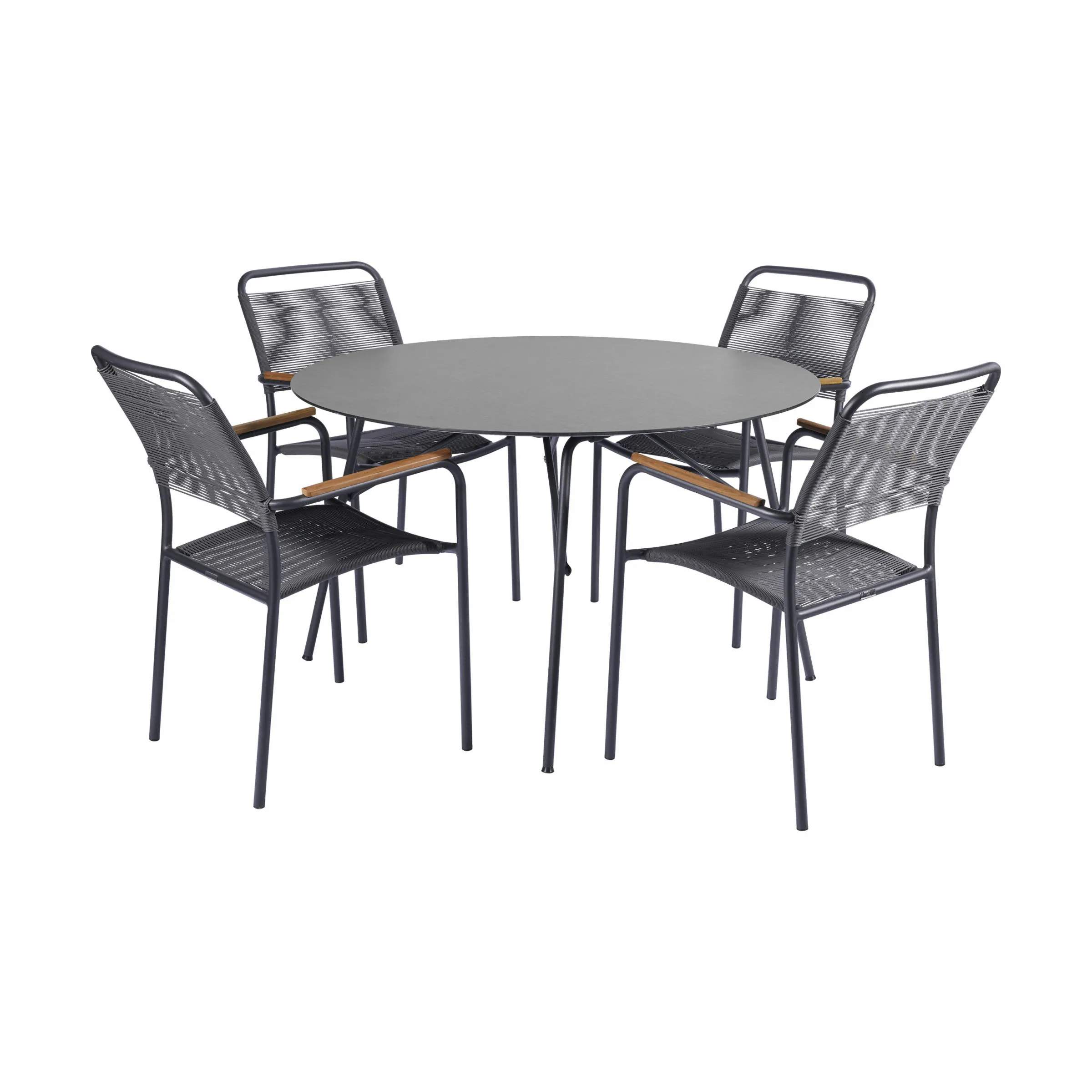 Pure Havemøbelsæt - 1 bord og 4 stole, antracit, large