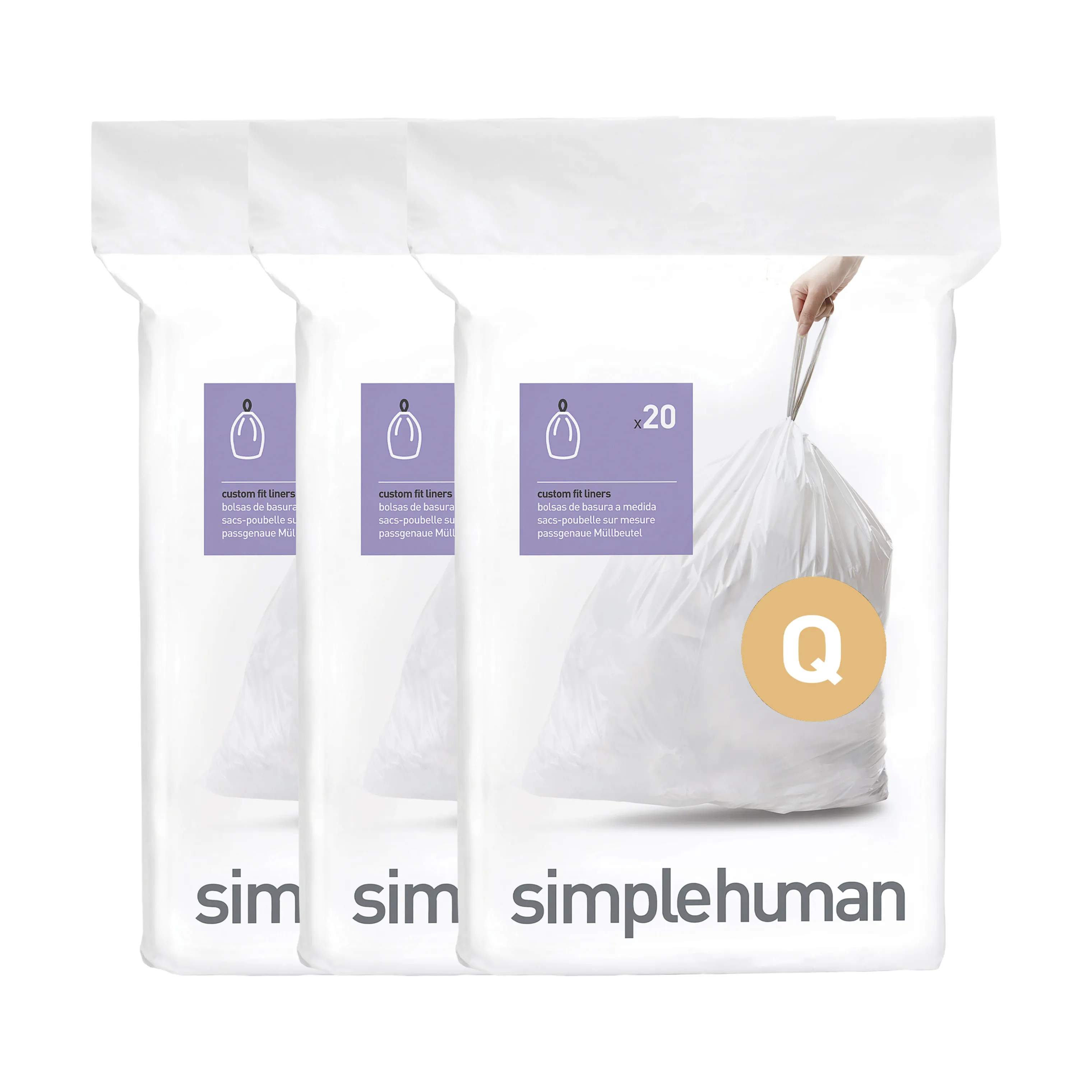 Simplehuman Affaldsposer Affaldsposer kode Q - 60 stk. i Q - 50-65 liter, 4