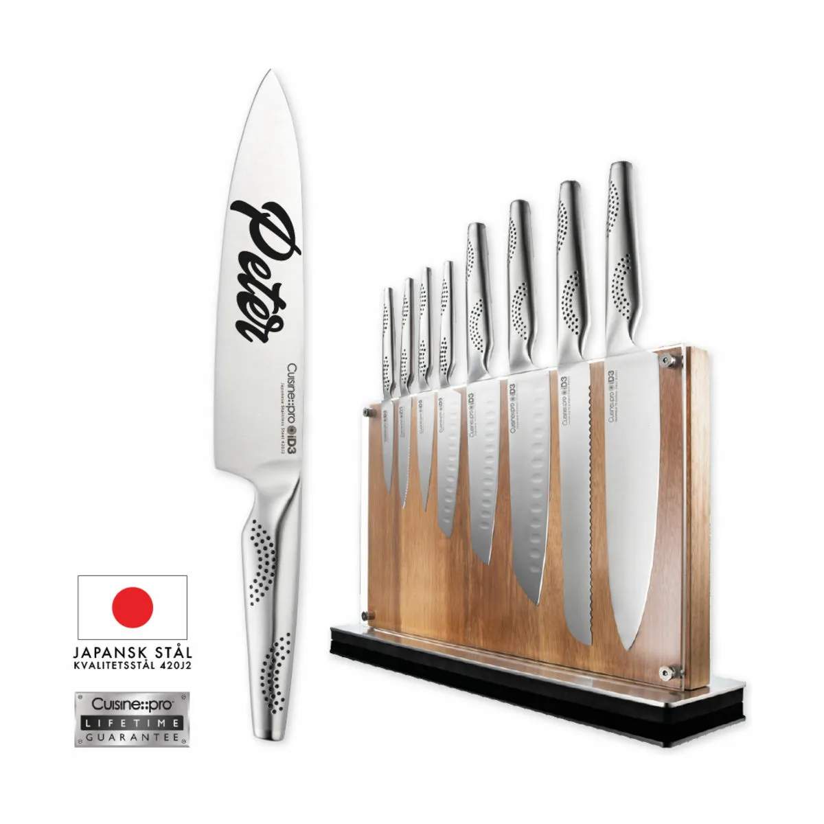 Laserprint til knive fra THE CUSTOM CHEF™, sort, large