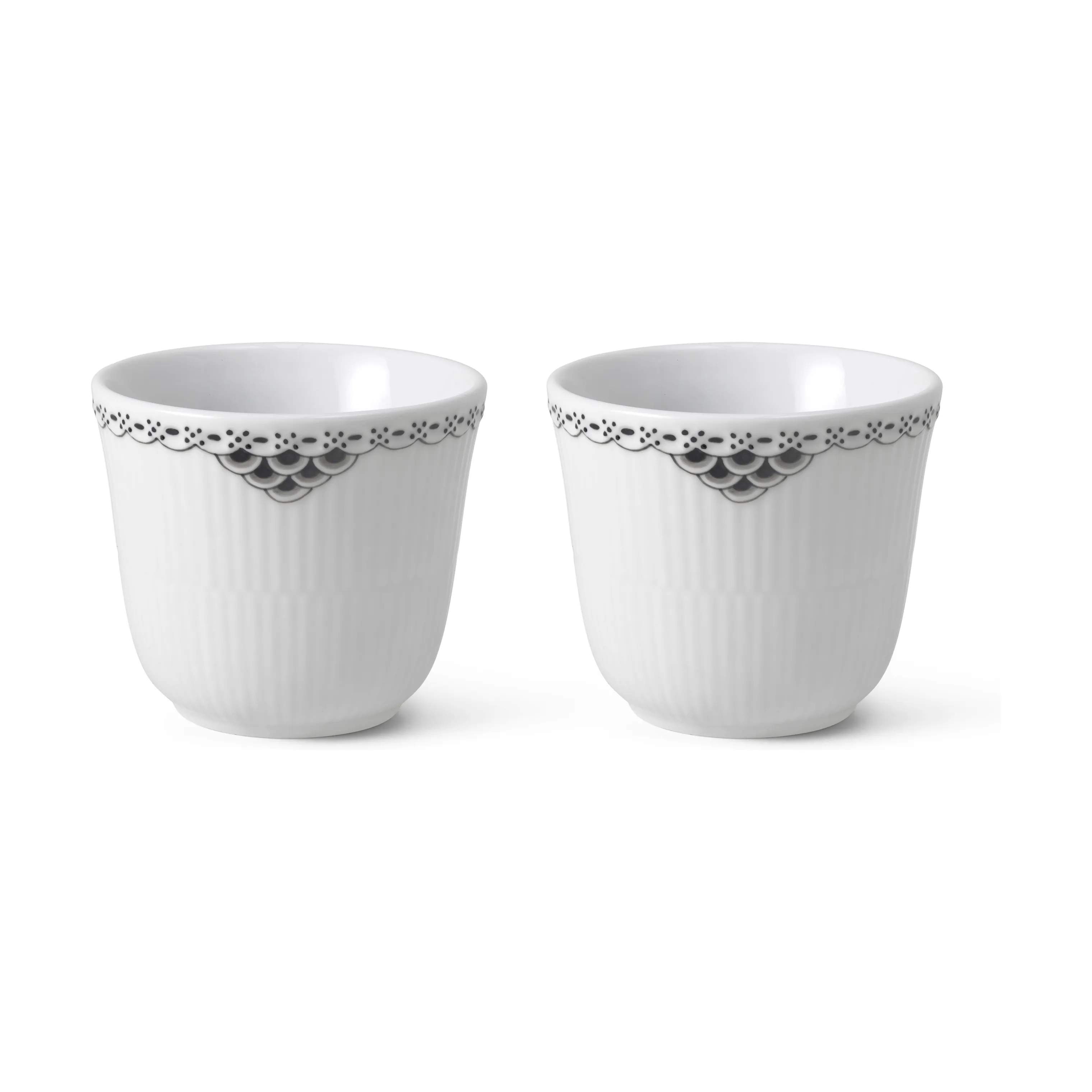 Royal Copenhagen Krus og kopper uden hank Sort Riflet Blonde Krus - 2 stk. i Sort/hvid, 1