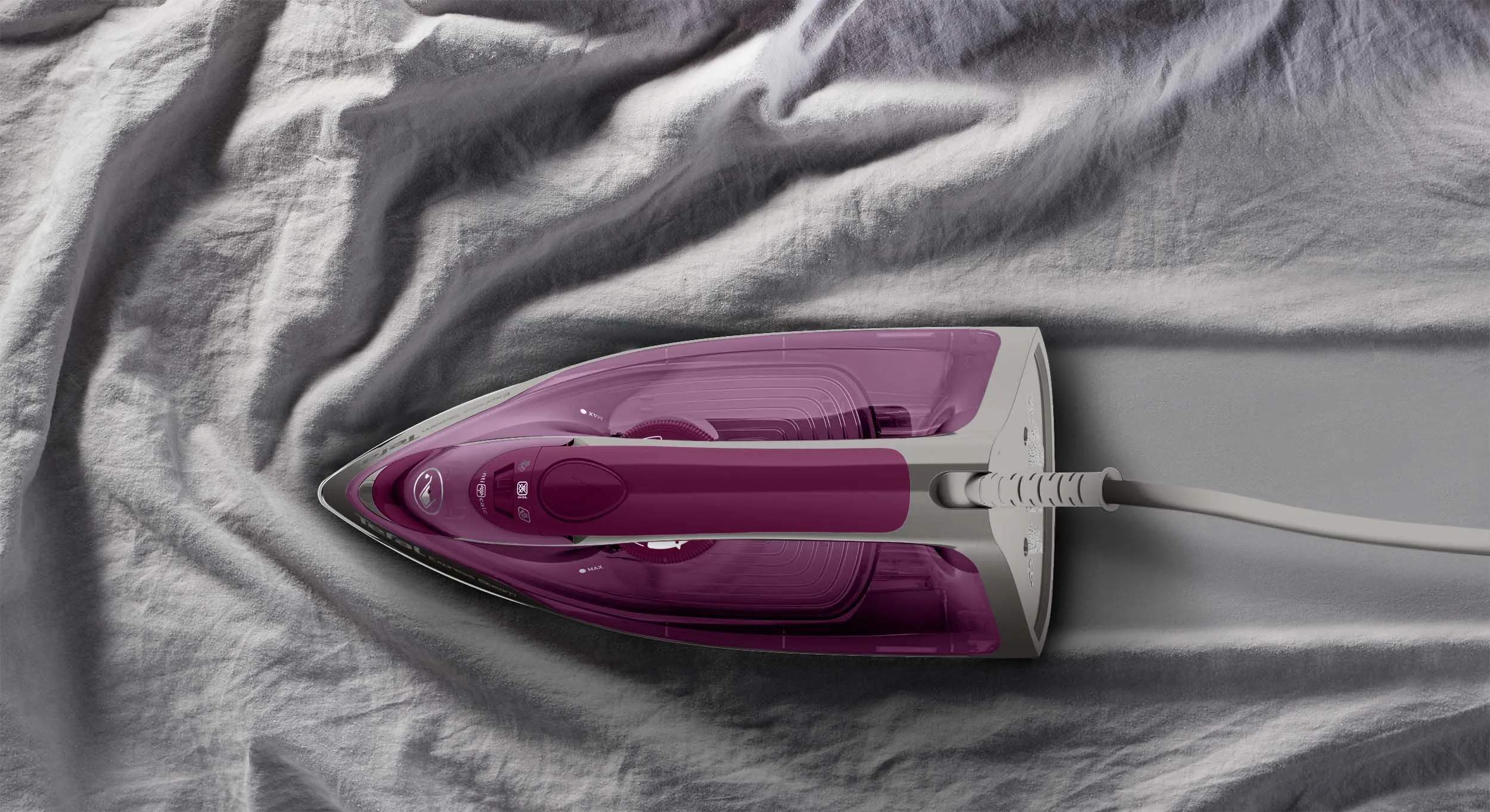 Tefal Strygejern Express Steam+ Dampstrygejern i Lilla/Grå, 18 cm, 2