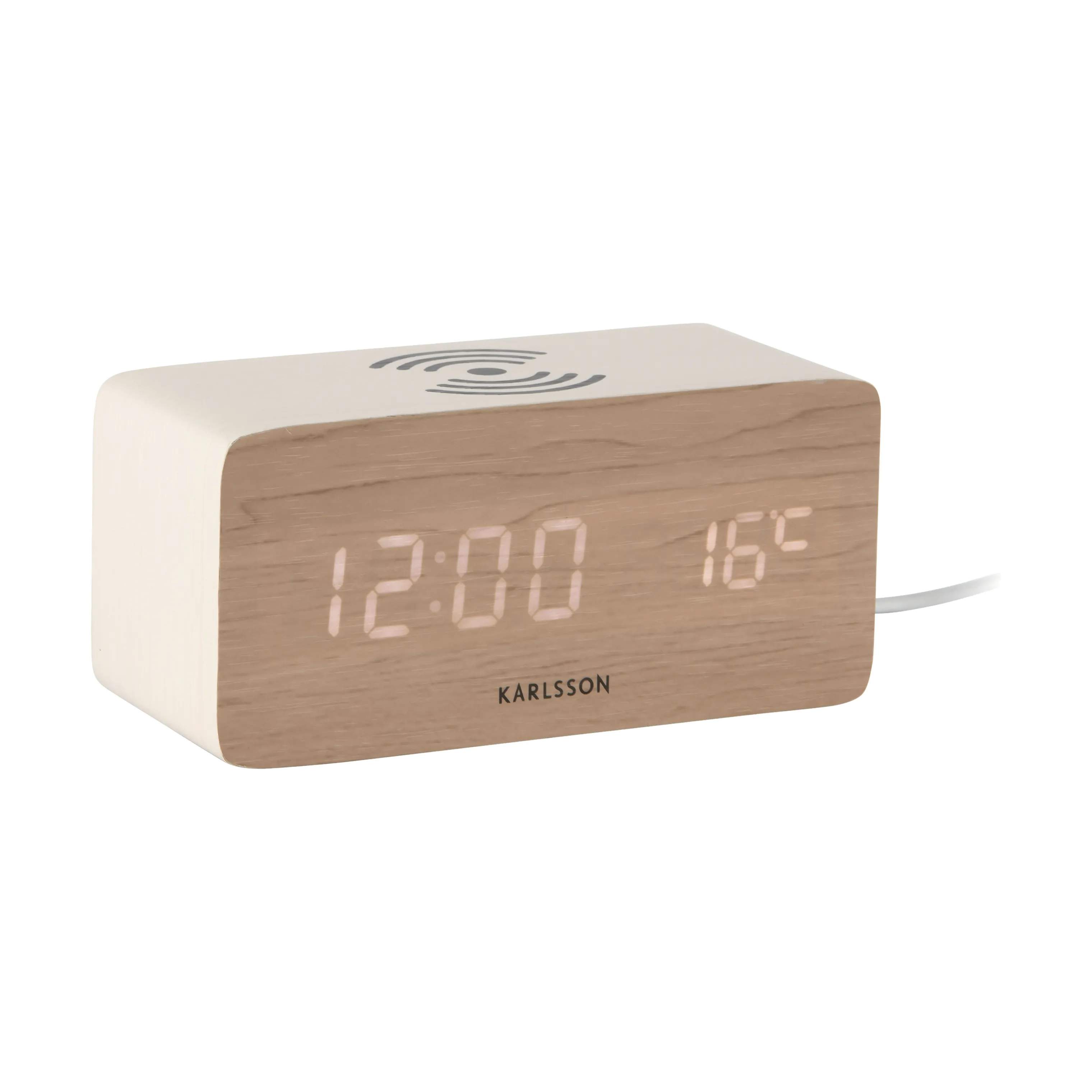 Karlsson Vækkeure Blok Block Vækkeur i White wash veneer, 1