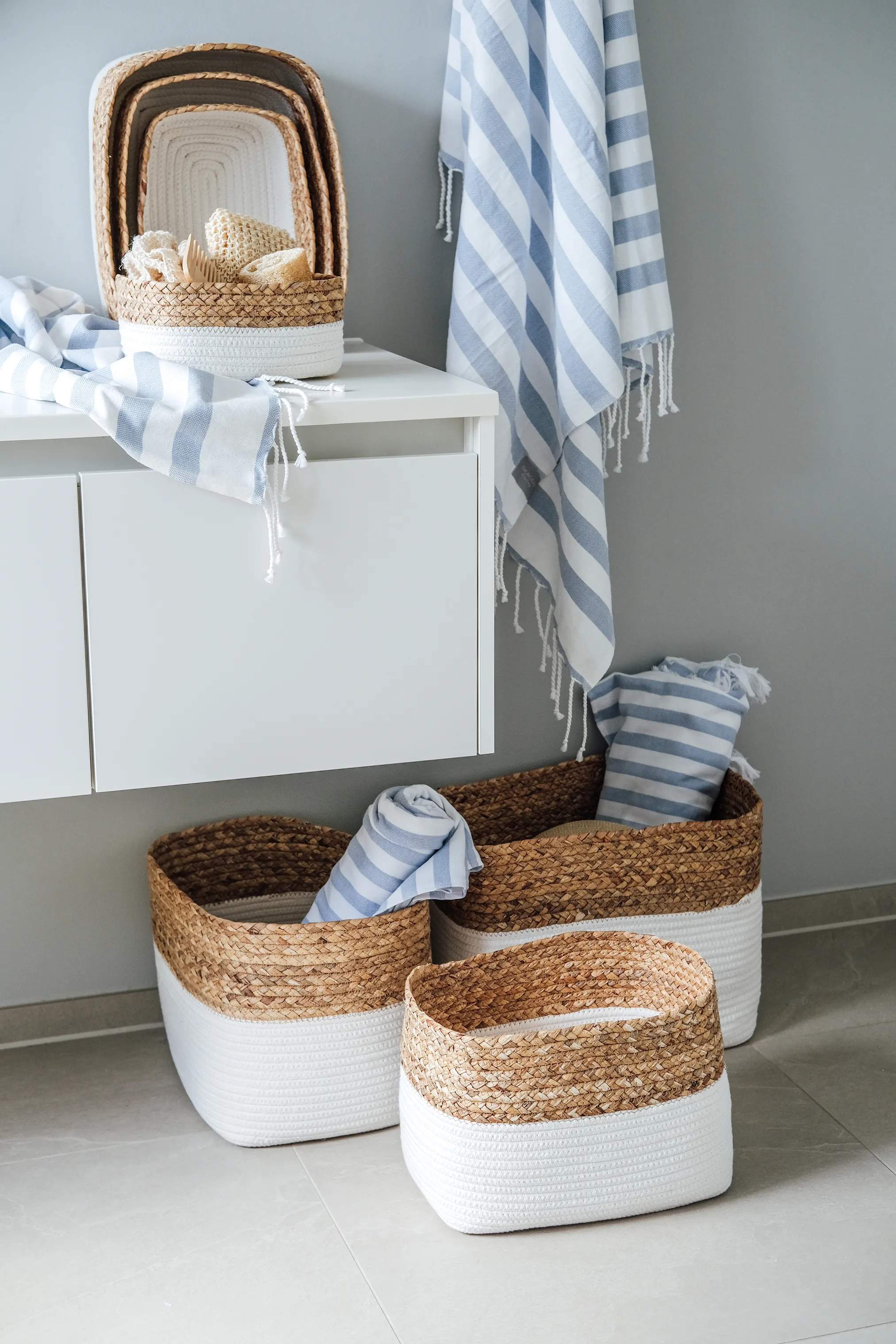 SKAGEN living Håndklæder Hammam Håndklæde i Hvid/blå, 5