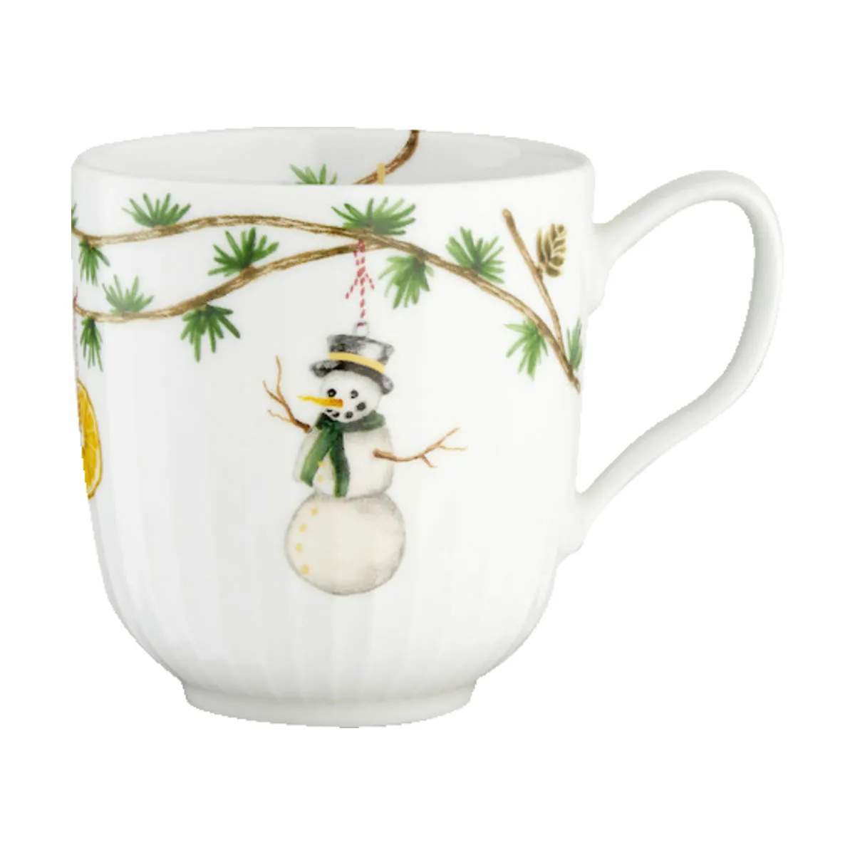 Kähler Ciotola Con Piede Hammershøi Natale 16 Cm - Ceramica Bianca Con Decorazione Ad Acquerello, Tema Natalizio