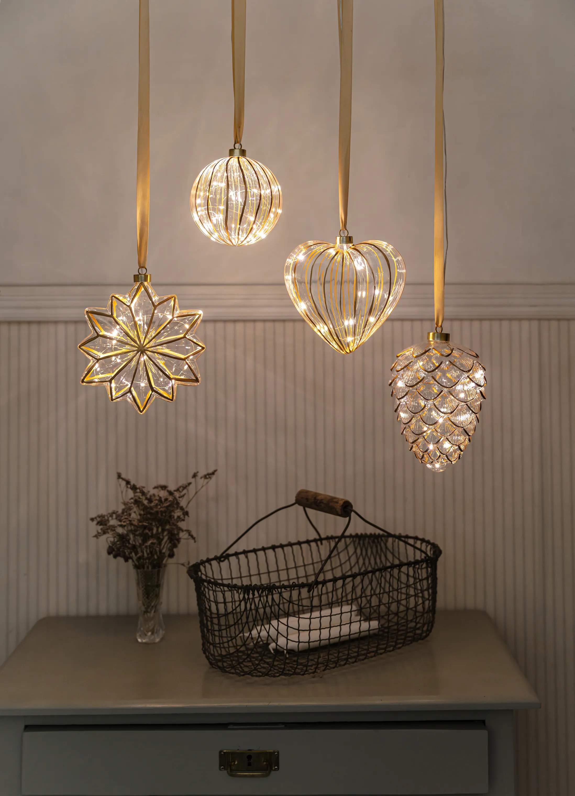 Casa Christmas Lysdekoration LED Ophæng - Hjerte i guld hjerte, 2