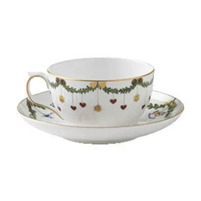 Royal Copenhagen Krus og kopper med hank Stjerne Riflet Jul Tekop i Grøn/hvid/rød, 3
