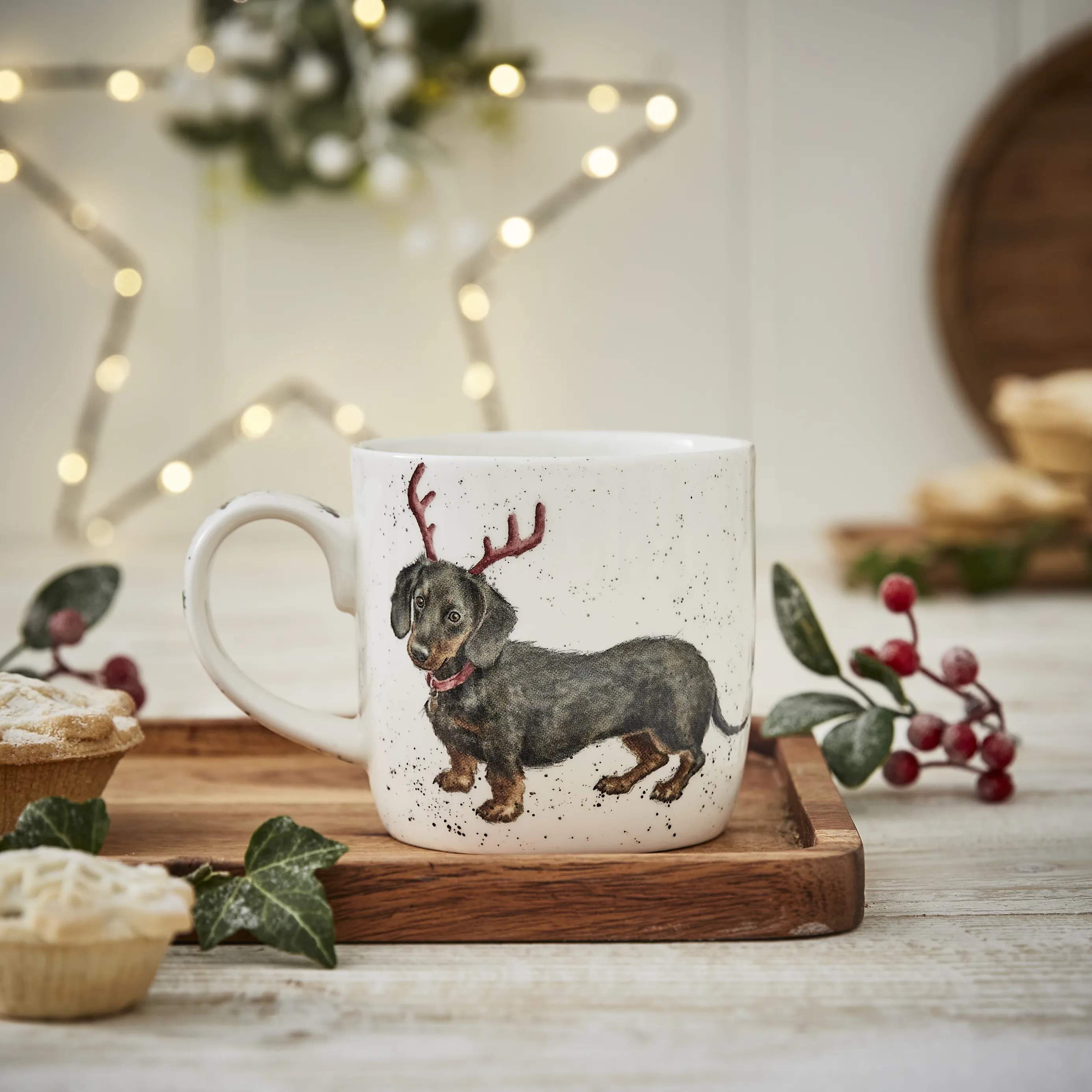 Royal Worcester Krus og kopper med hank Wrendale Krus - Dachshund Snow i Gravhund i sne, 3