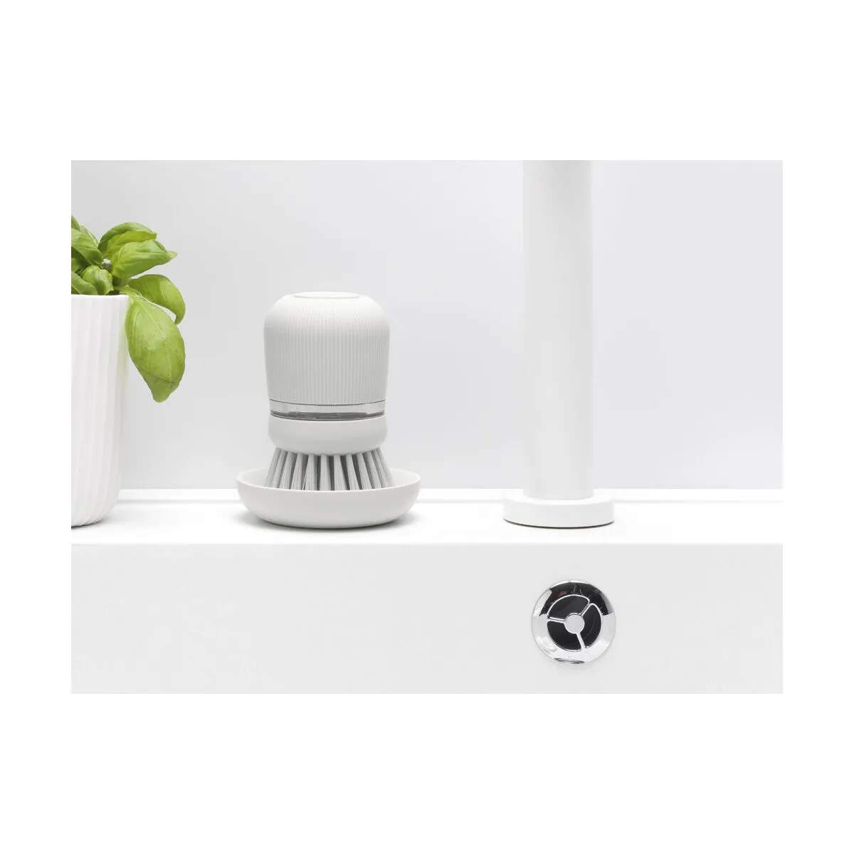 Brabantia Opvaskebørster Sink-side Opvaskebørste med sæbedispenser i Lysegrå, 3