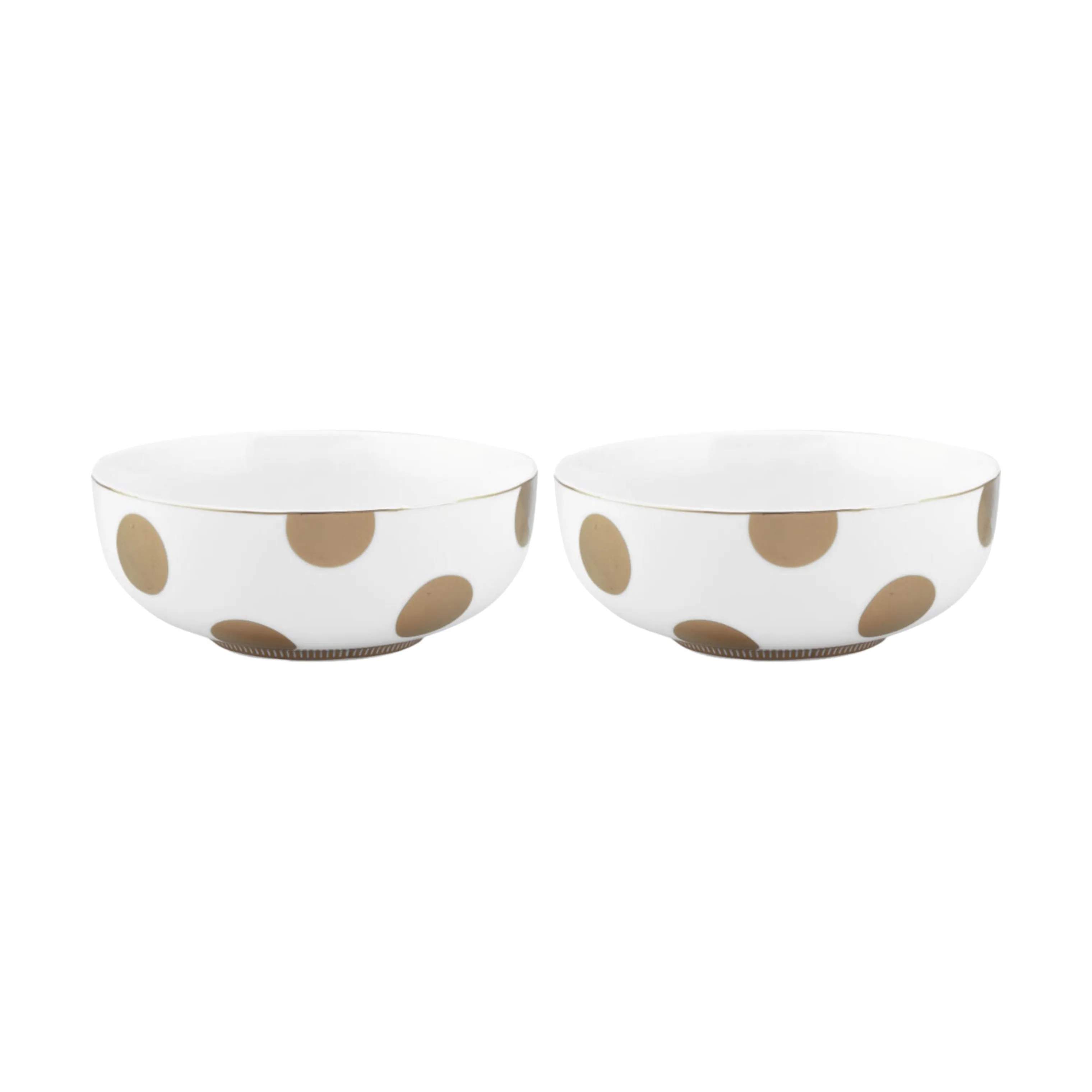 PIP Studio Serveringsskåle Dot Delight Skål - 2 stk. i Hvid / Guld, 15 cm, 1