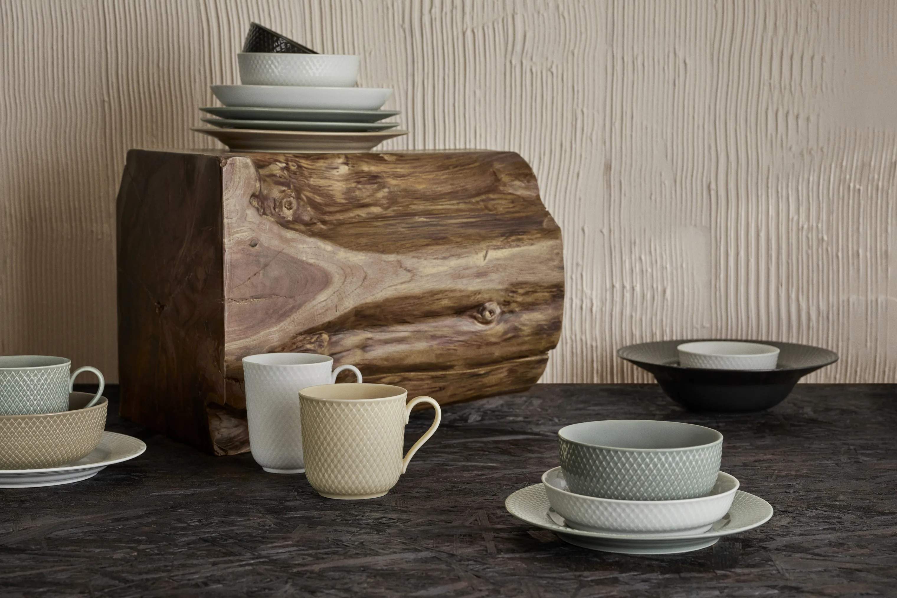 Lyngby Porcelæn Krus og kopper med hank Rhombe Earth Krus m. hank i Marble, 4