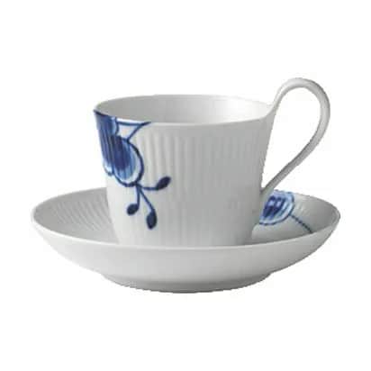 Royal Copenhagen med hank Blå Mega Riflet Kaffekop