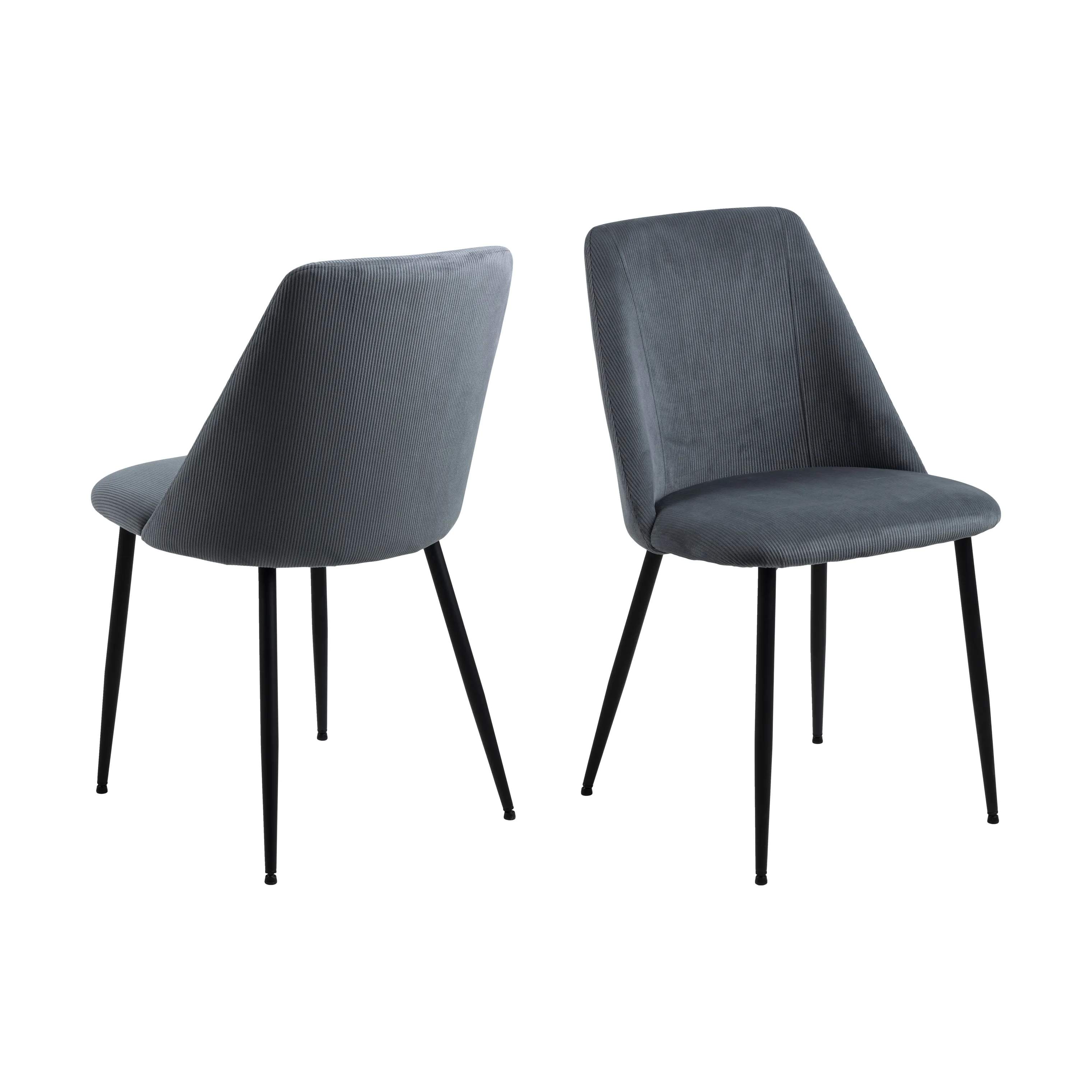 CASA Living Spisebordsstole Ines Spisebordsstol - 4 stk i grå / mat sort, 3