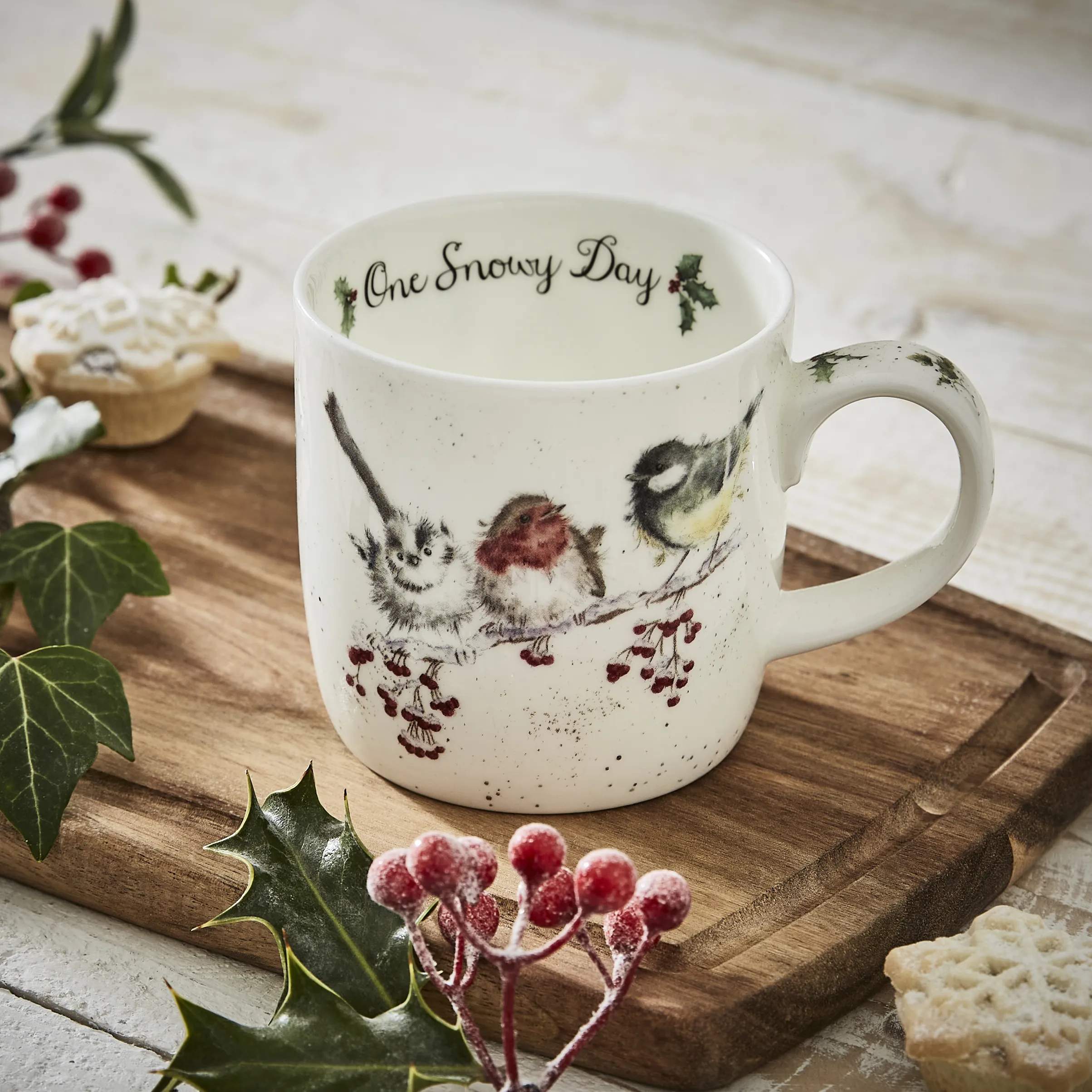 Royal Worcester Krus og kopper med hank Wrendale Krus - One snowy day i One Snowy Day, 2