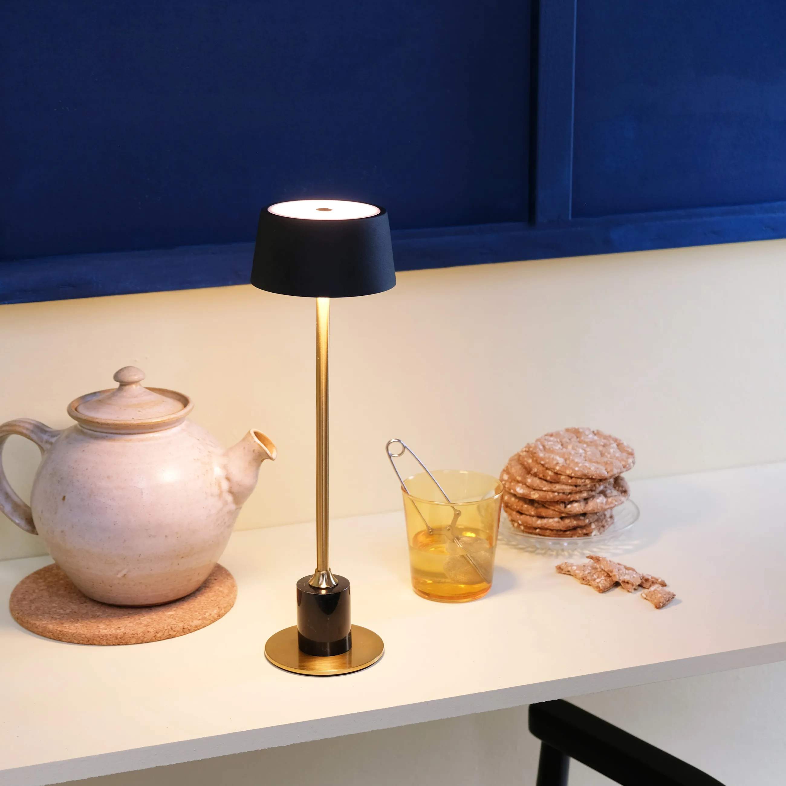 Dyberg Larsen Bordlamper Yoyo Bordlampe i Sort/ Messing/ Marmor, 3
