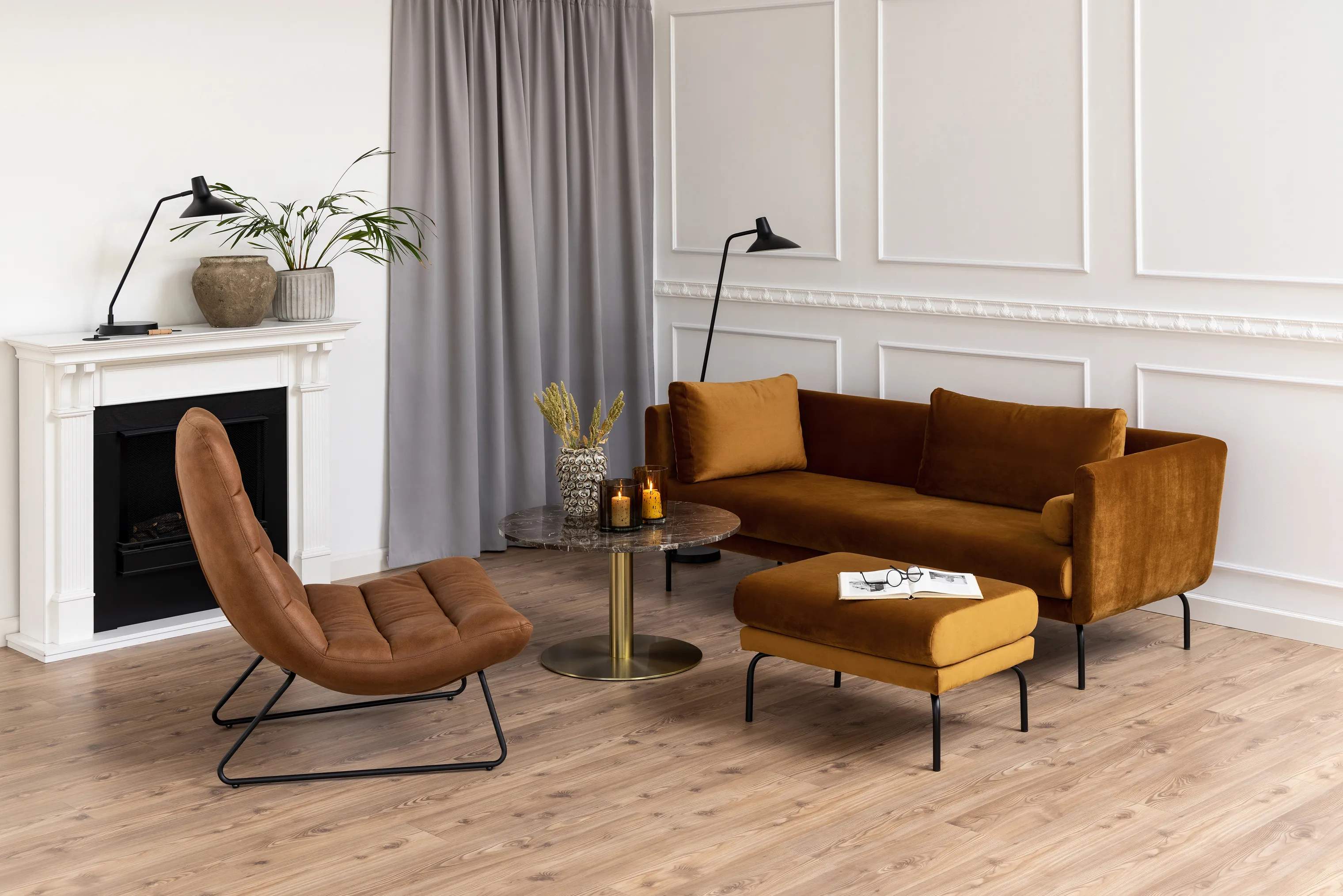 CASA Living Lænestole Milford Loungestol i Cognac, 3
