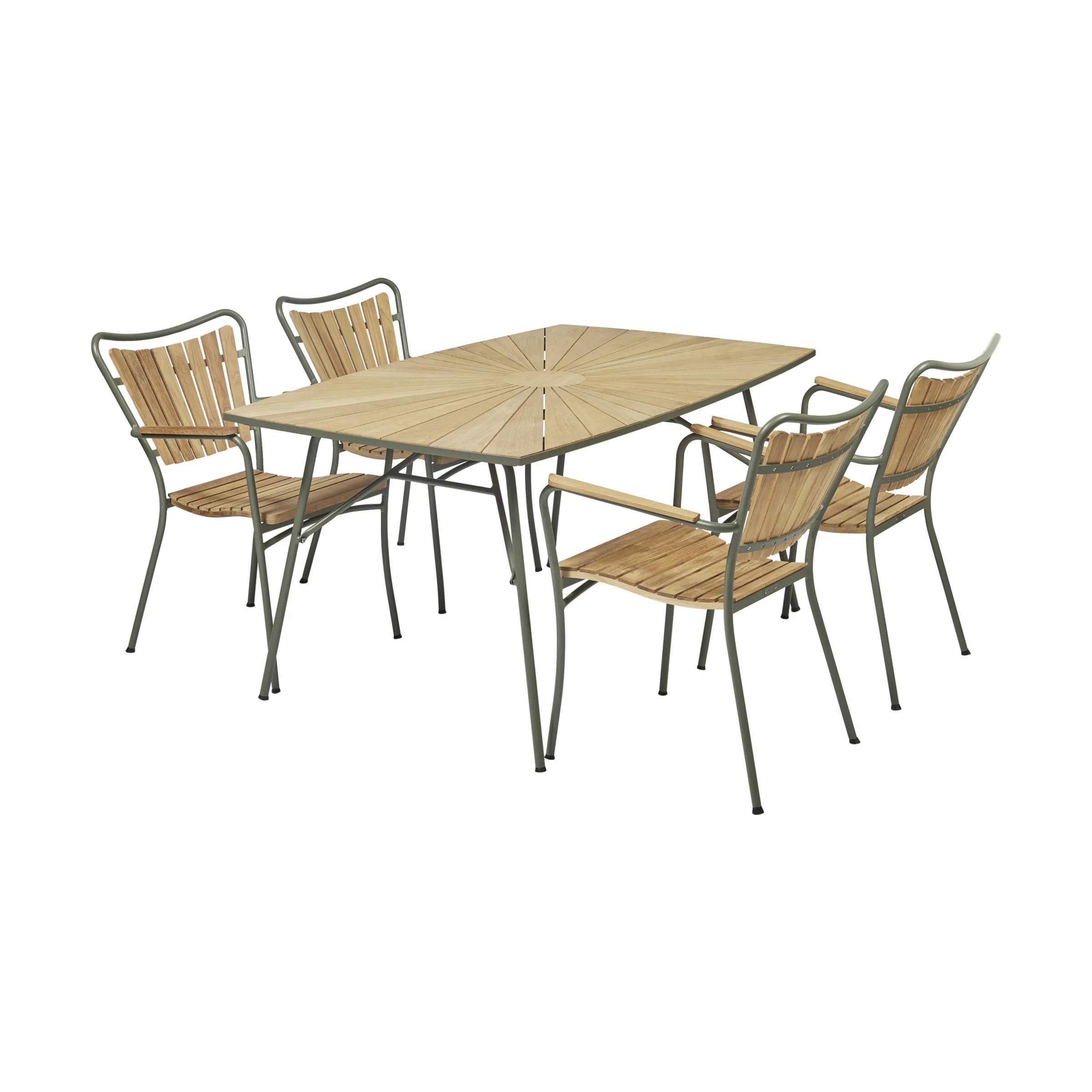 Marguerit Havemøbelsæt - 1 bord og 4 stole, olivengrøn, large