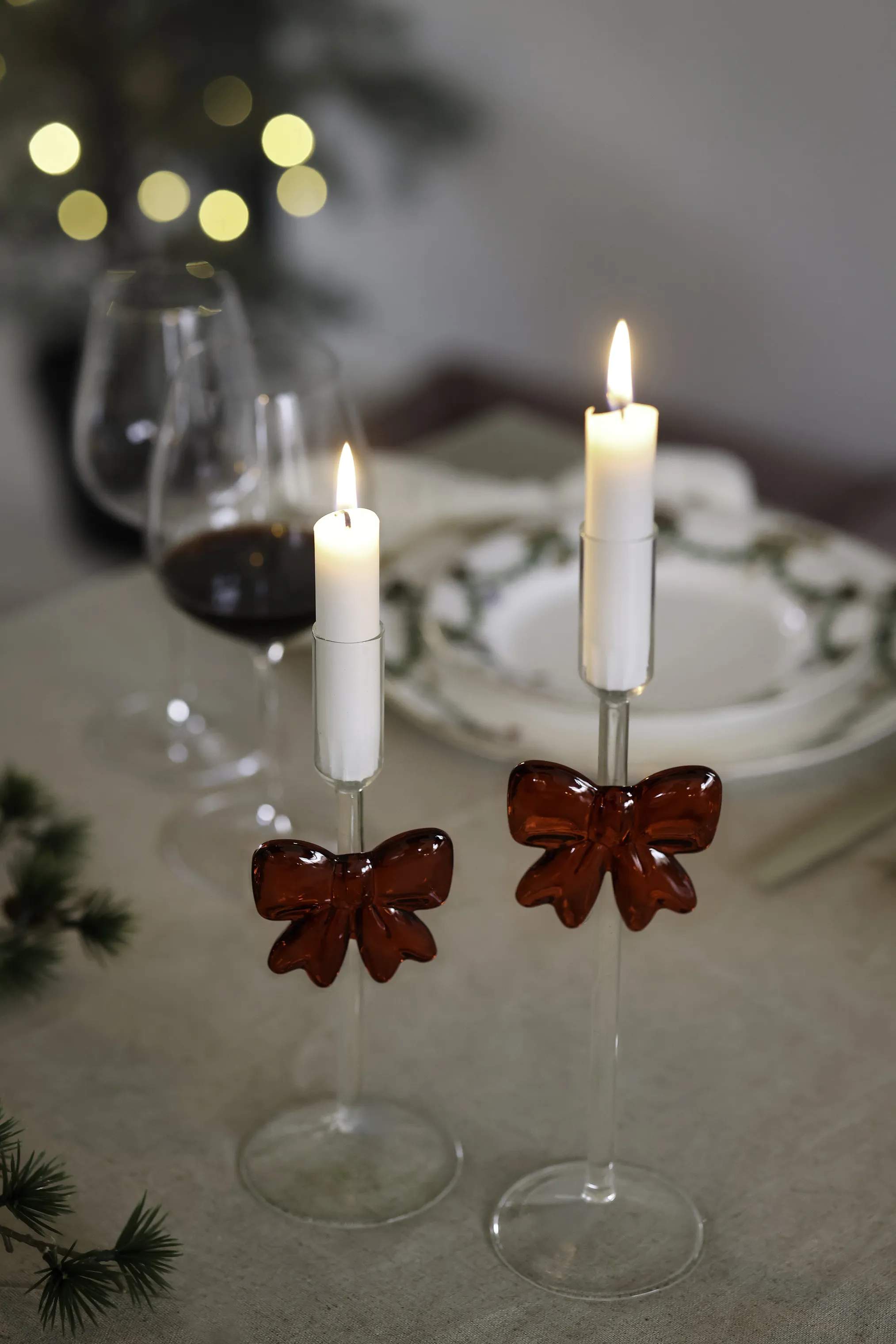 Casa Christmas Kronelysestage Lysestage i Klar /med rød, 23 cm, 2